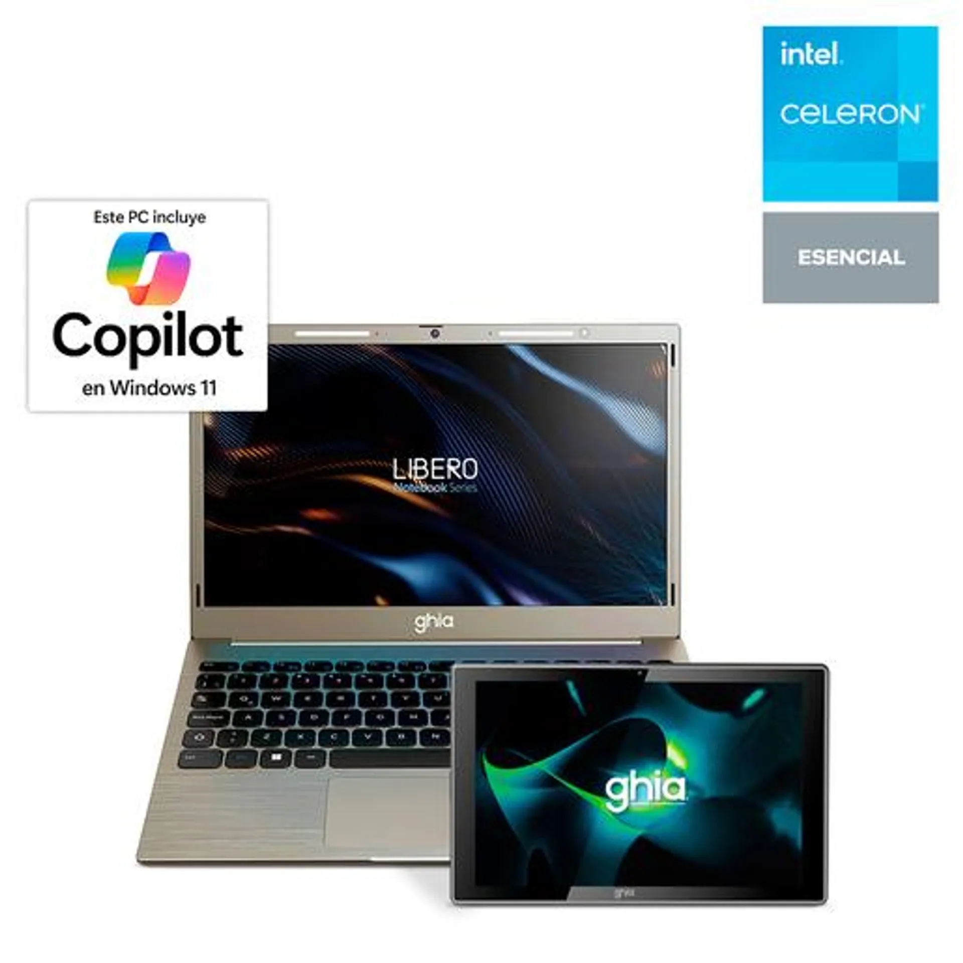 Laptop Ghia Libero Intel Celeron Gemini 14 pulg. 512gb SSD 8gb RAM más Tablet Vector Plus Negro