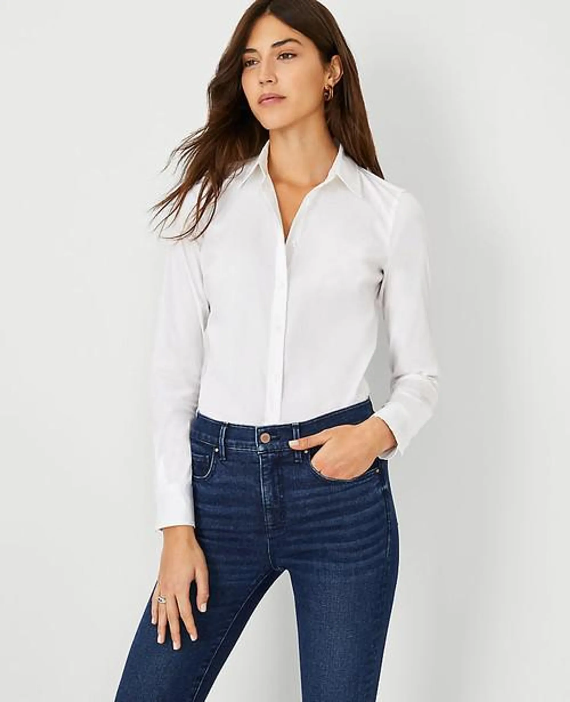 Camisas Ann Taylor Perfect Blancos | 397208-FMO
