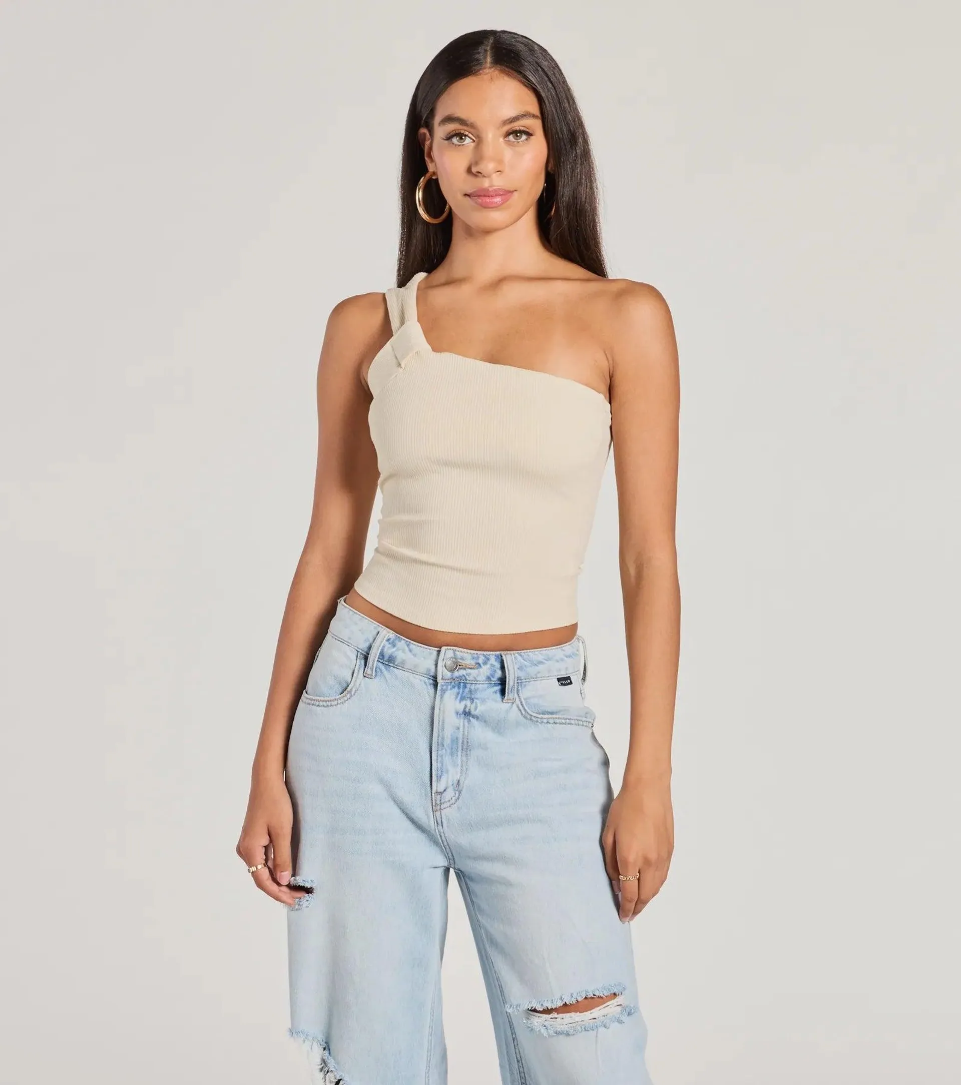 Cutely Charming One-Shoulder Crop Top