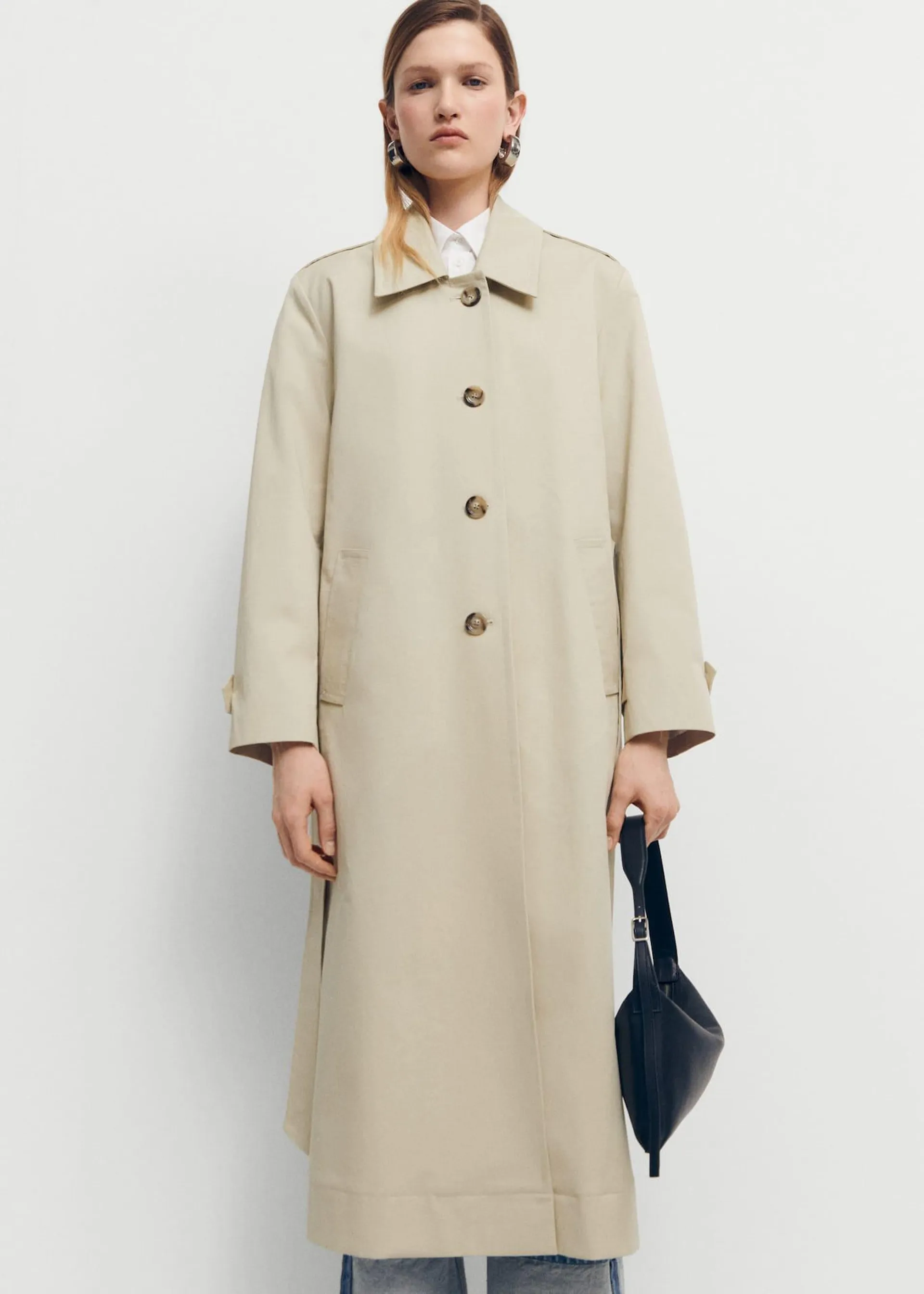 Cotton trench coat with shirt collar