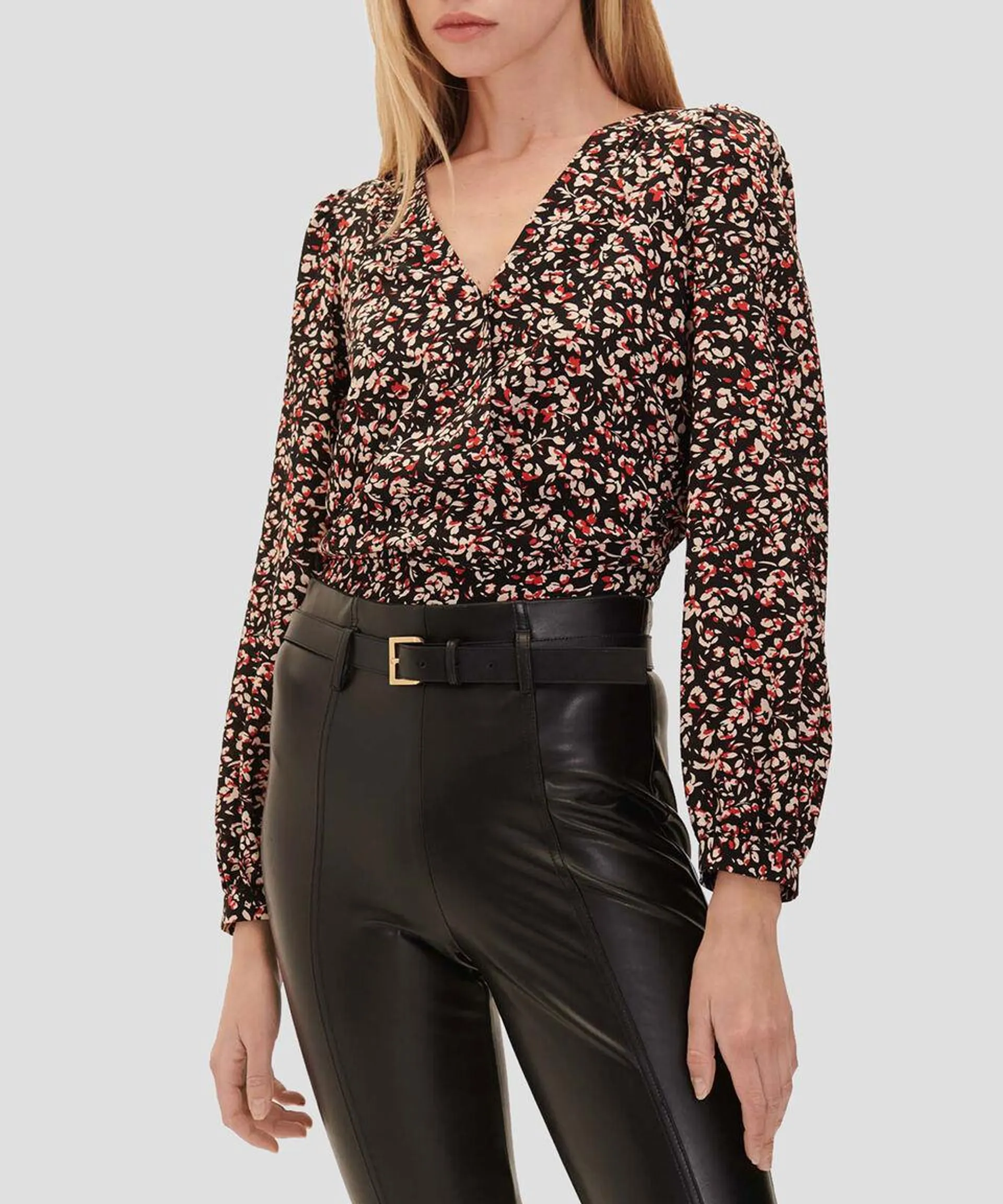 Blusa Corta Cruzada Estampado Floral Mujer