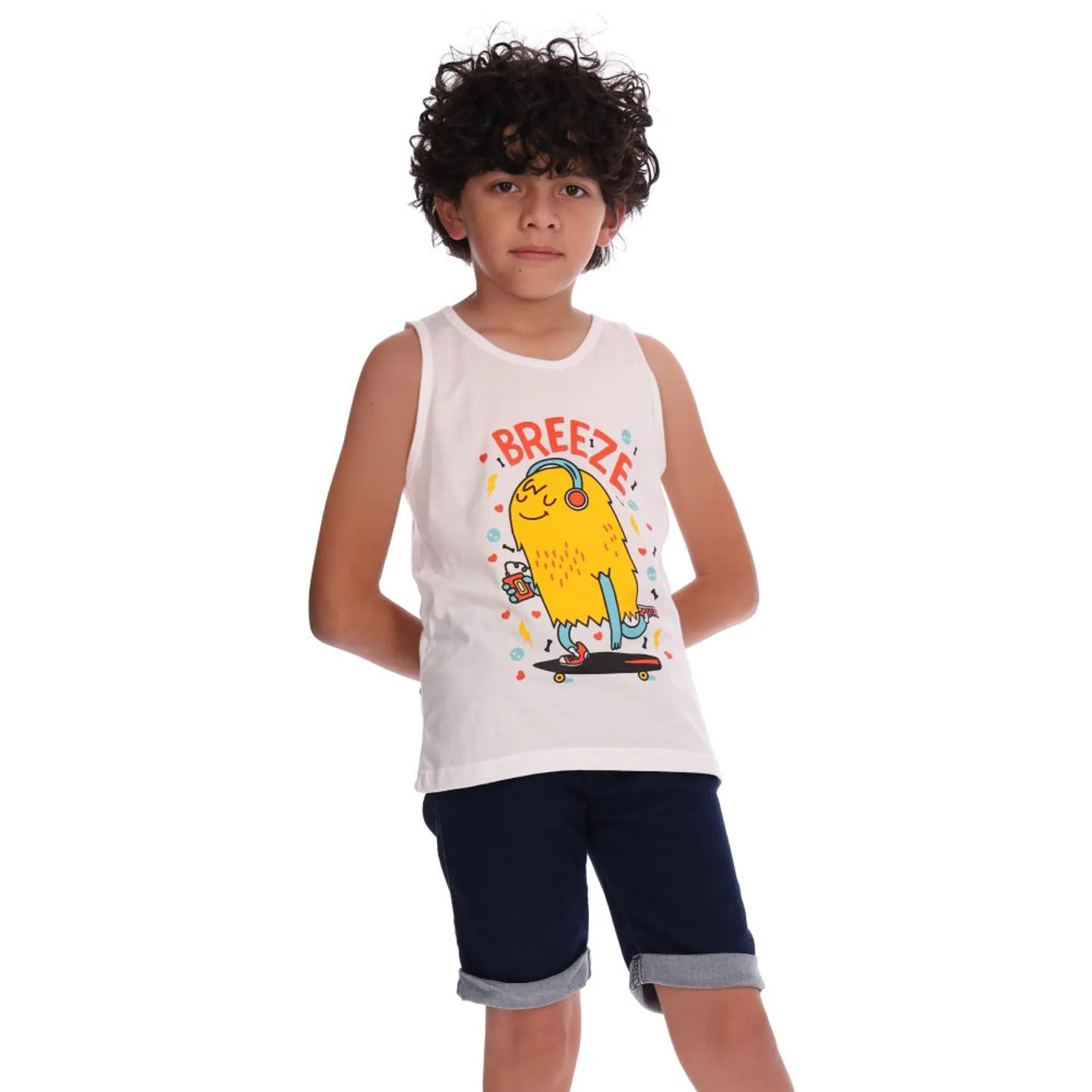 Tank Top Hummo Niño Con Estampado Y Leyenda Breeze