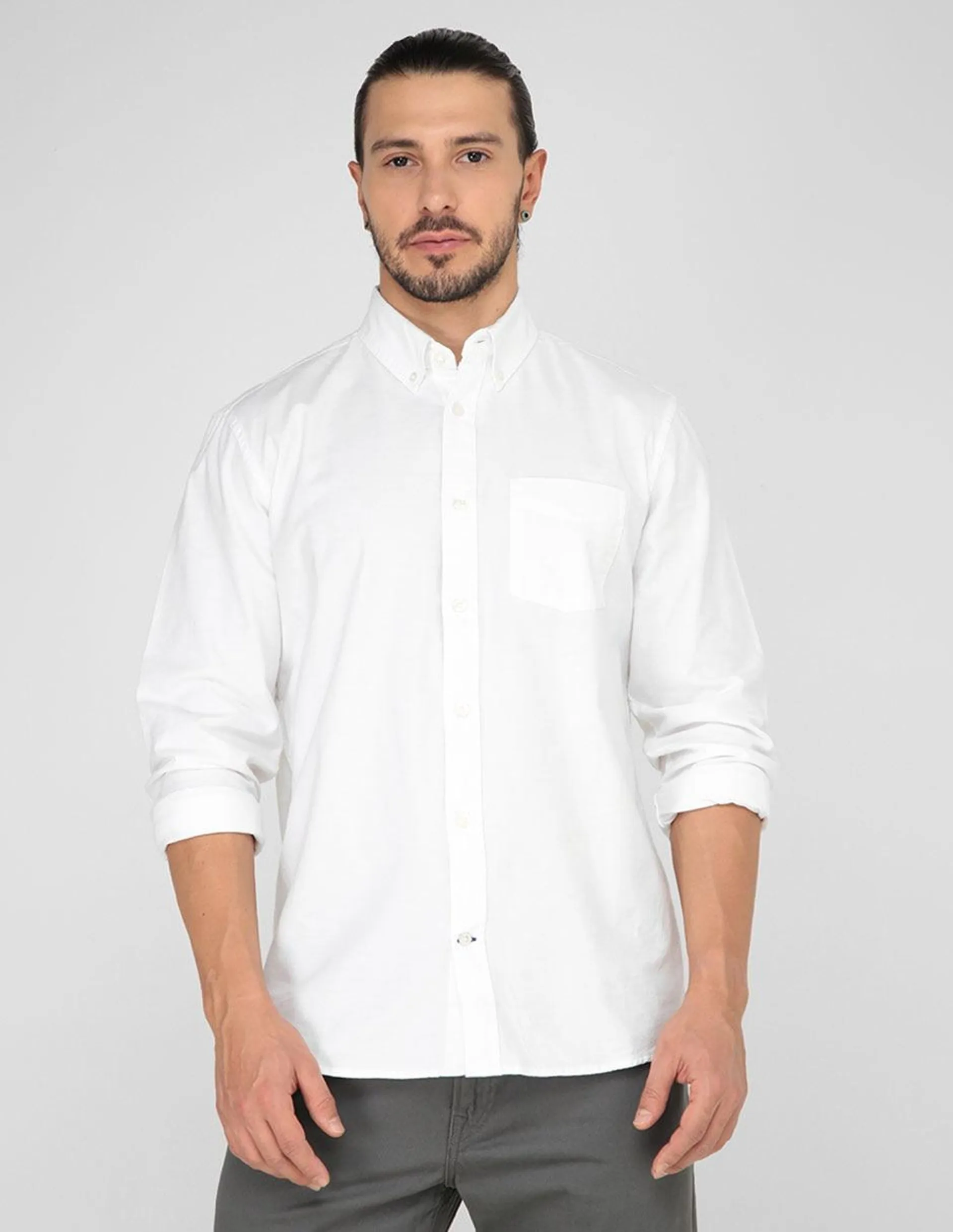 Camisa casual de algodón manga larga para hombre