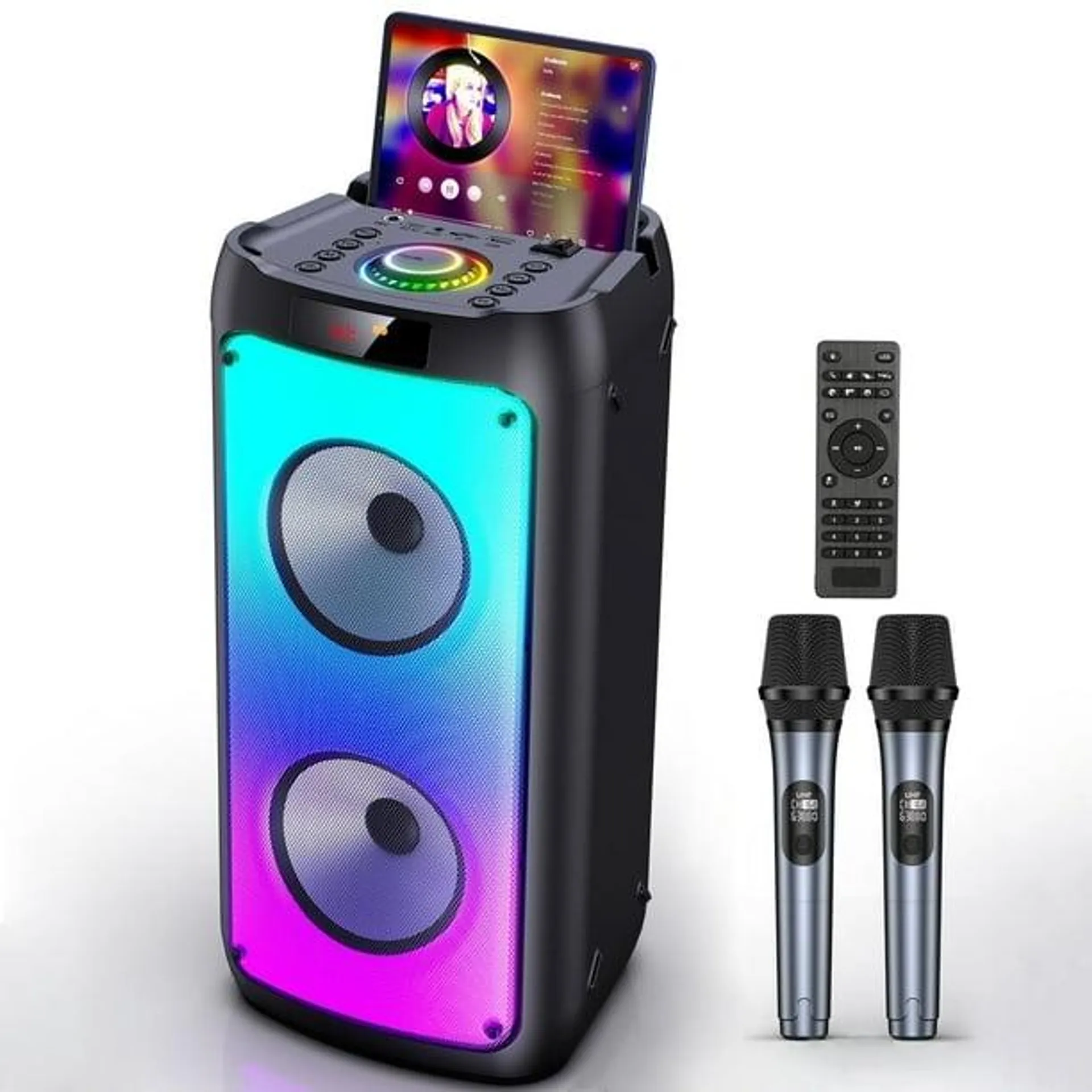 Bocina JYX, Altavoz Bluetooth con Micrófono, Sistema de Bocina Portátil Para Fiestas en Casa Con Luz de DJ, Compatible con TWS, USB, Tarjeta TF, Entrada Auxiliar, T10-T