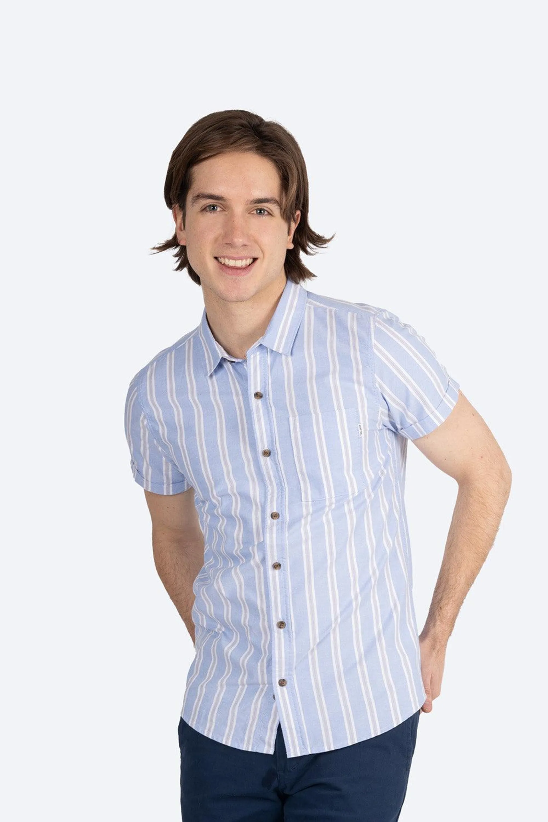 Camisa rayada azul