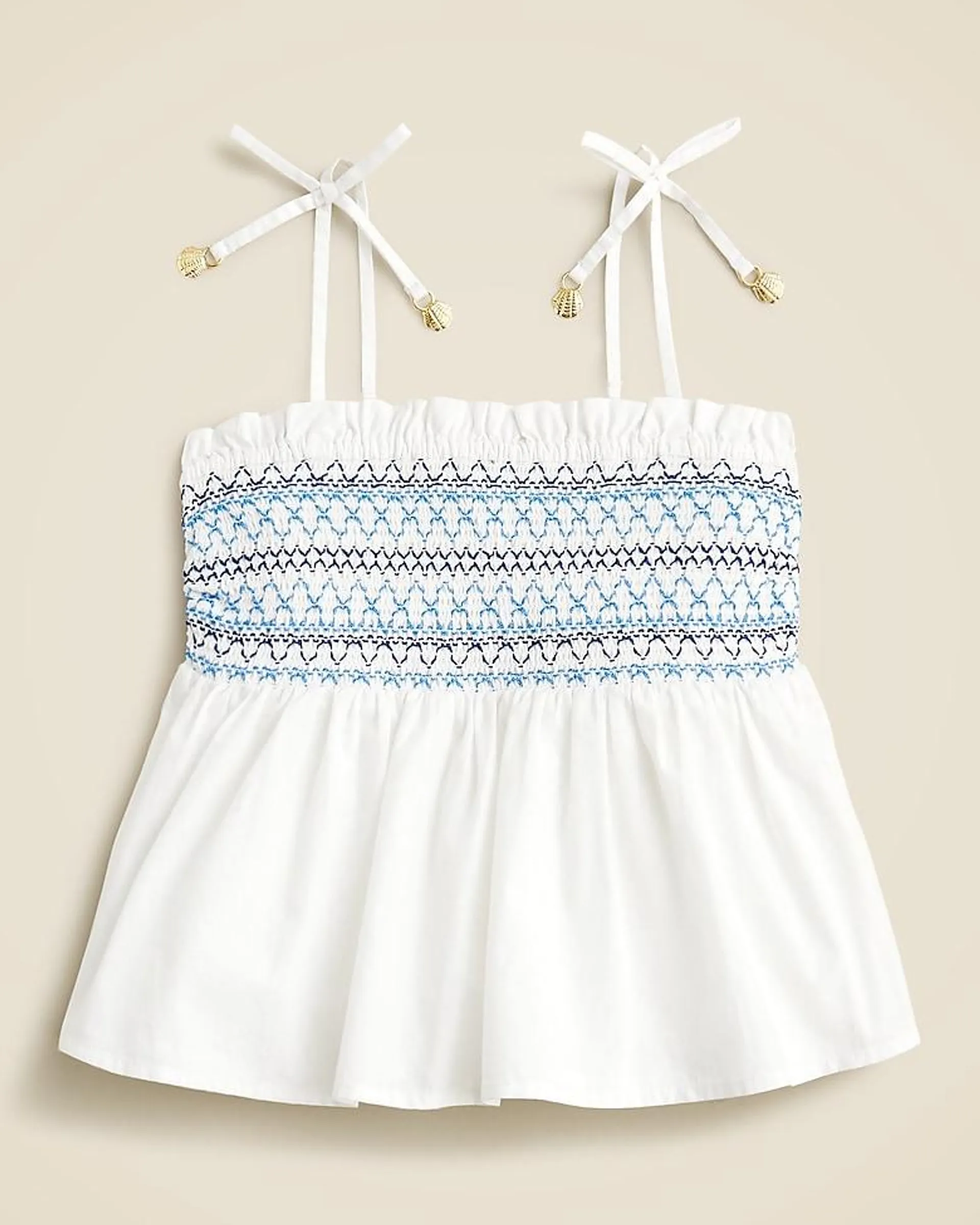 Girls' Paloma smocked tank top in cotton poplin