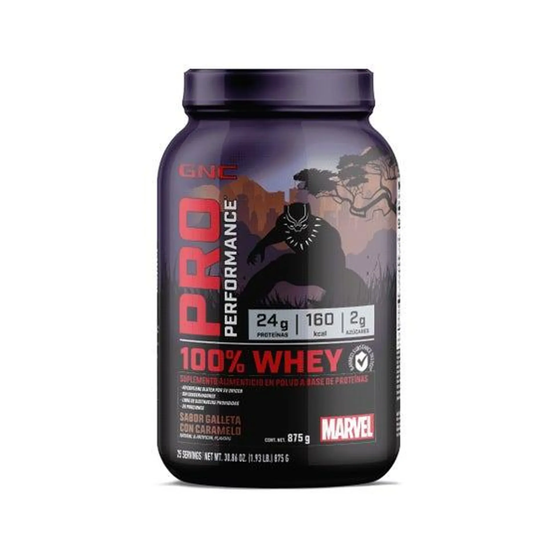 100% Whey Proteína Marvel GNC Pro Performance Galleta de caramelo 875 gr