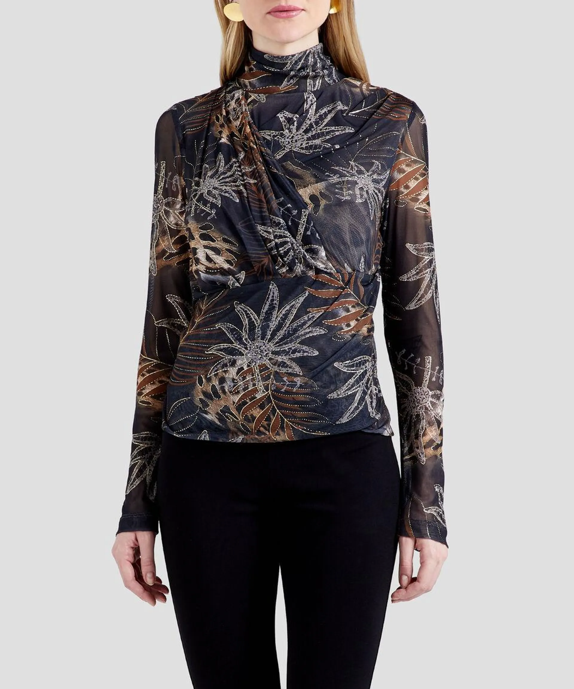 Blusa estampada con manga larga Mujer