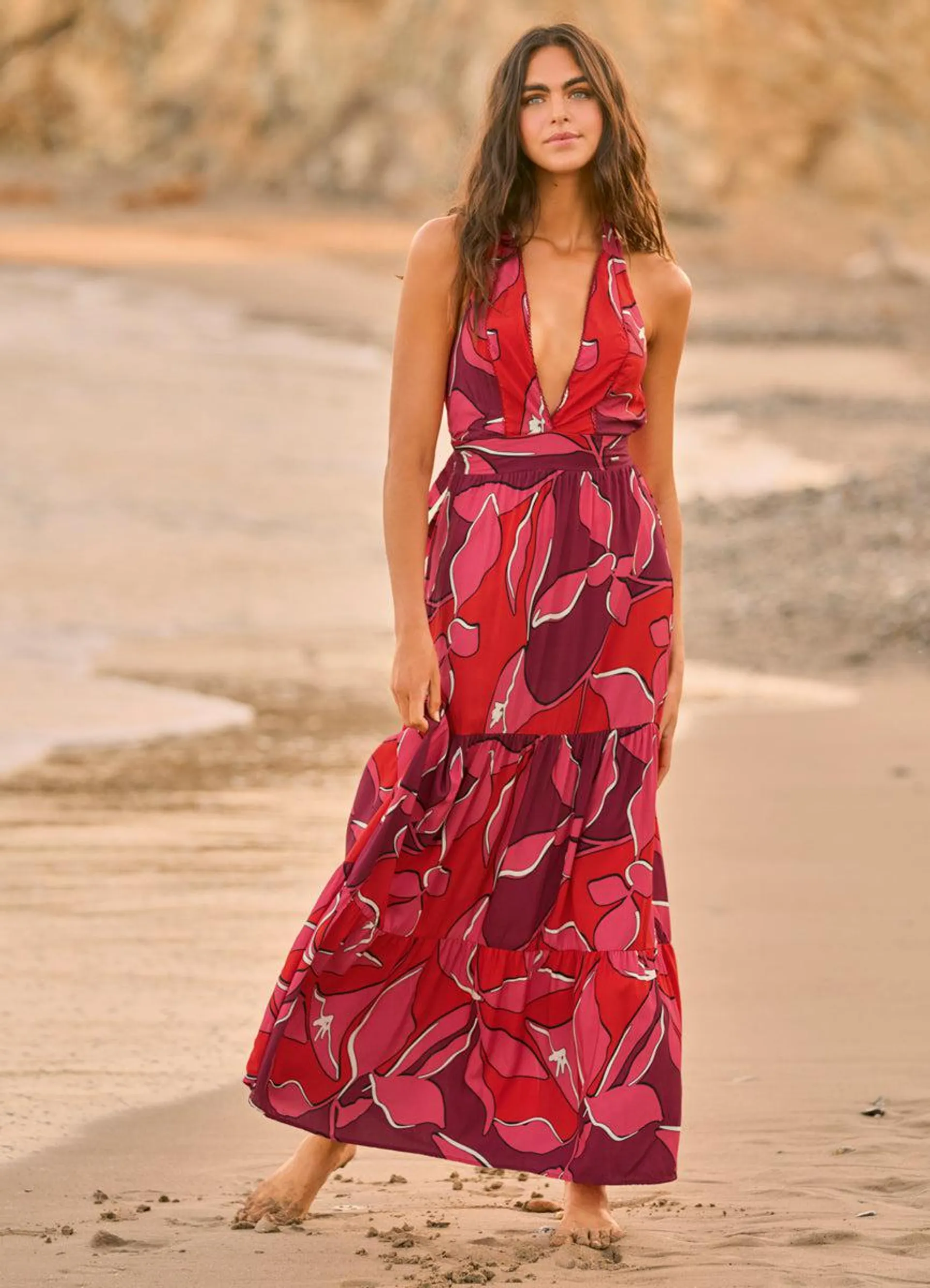 Red Foliage Dreamy Long Dress