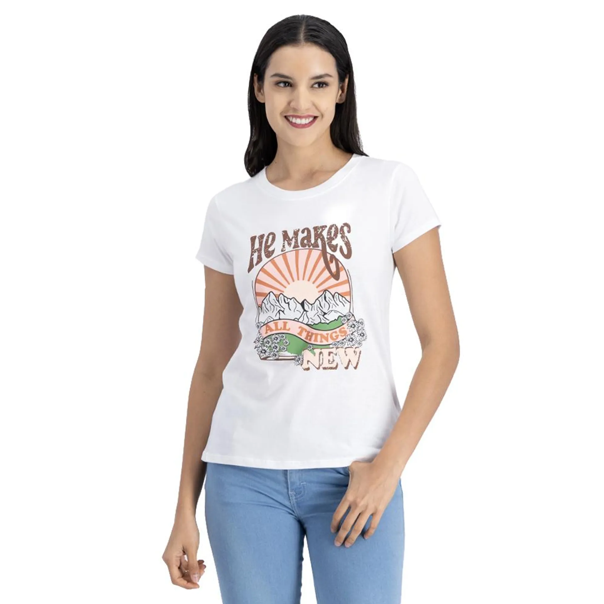 Playera Mujer Estampado He Makes All Things