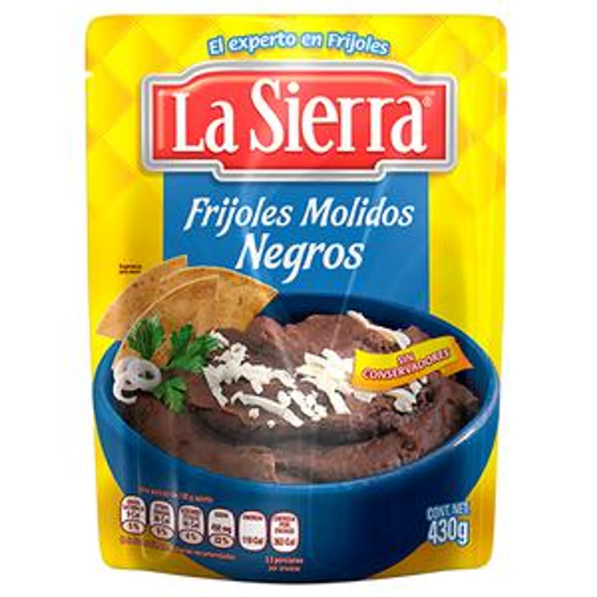 FRIJOLES MOLIDOS NEGROS LA SIERRA BOLSA 430 GR.