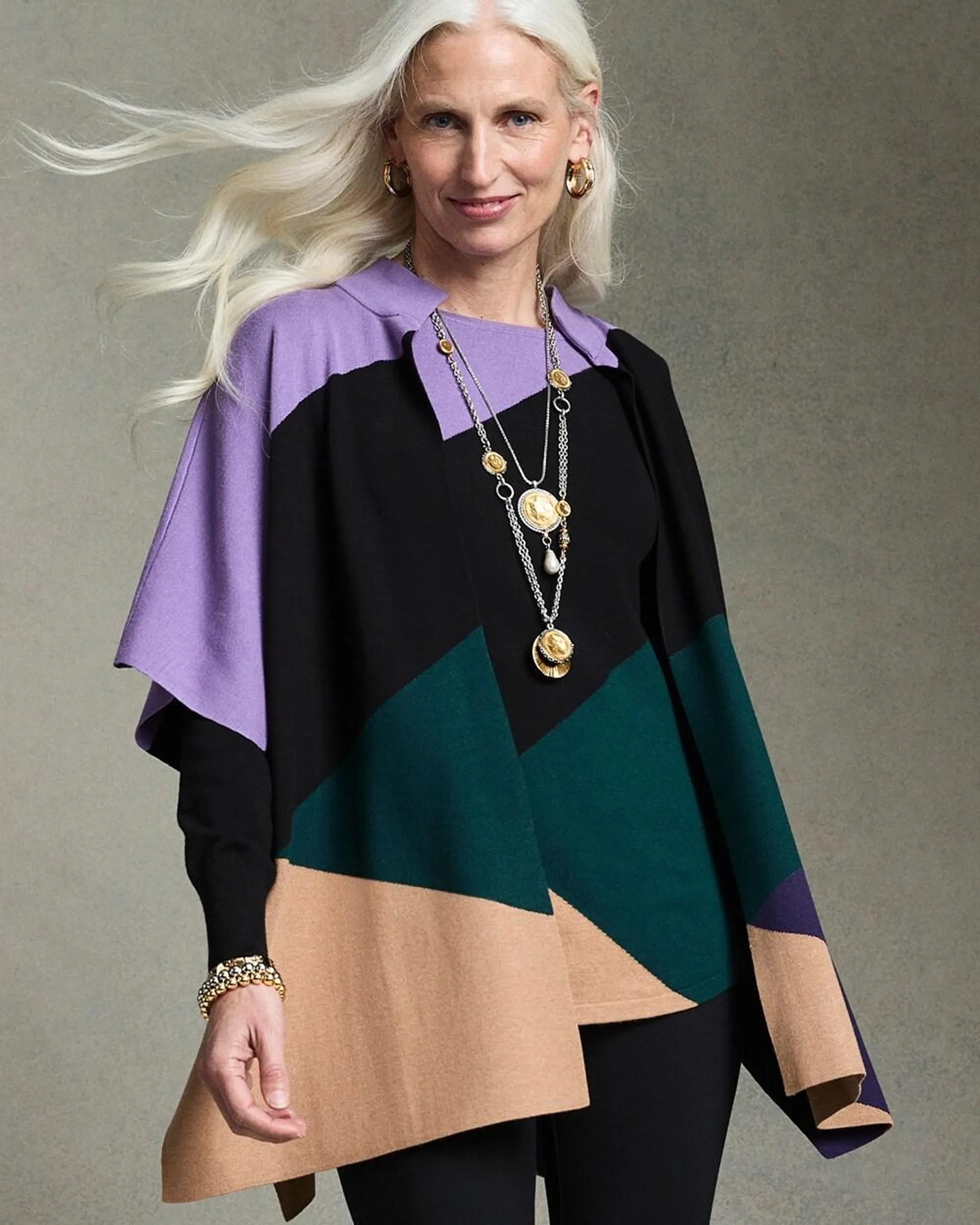 Colorblock Sweater Ruana