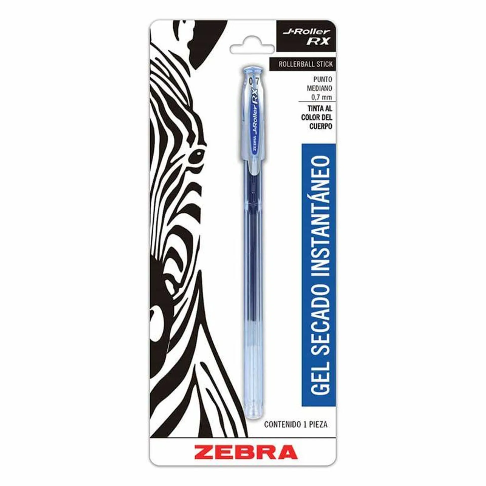 Bolígrafo de Gel Stick de 7 mm Azul Blíster J-Roller Zebra