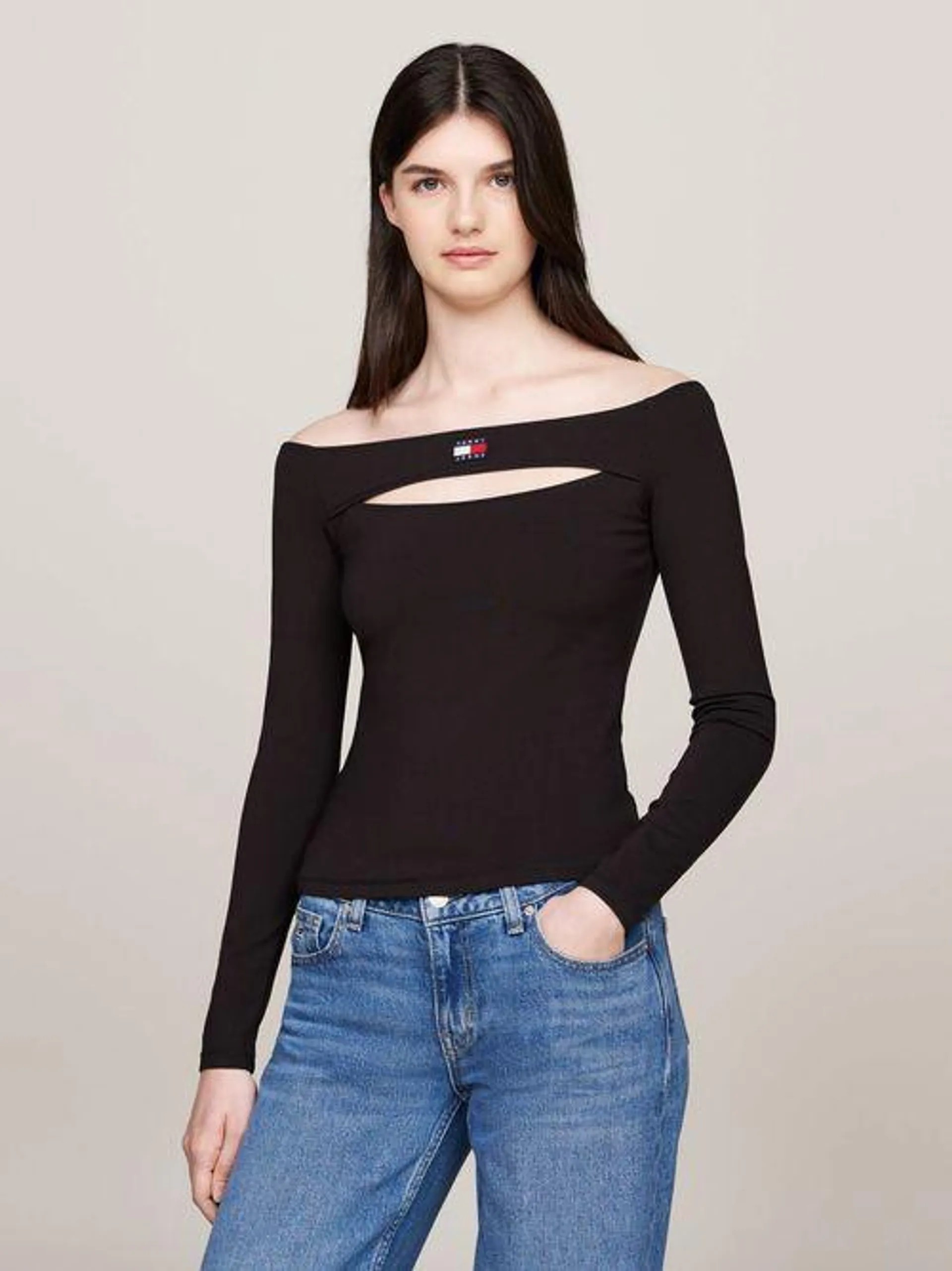 Top con detalle cut-out y parche del logo de mujer Tommy Jeans