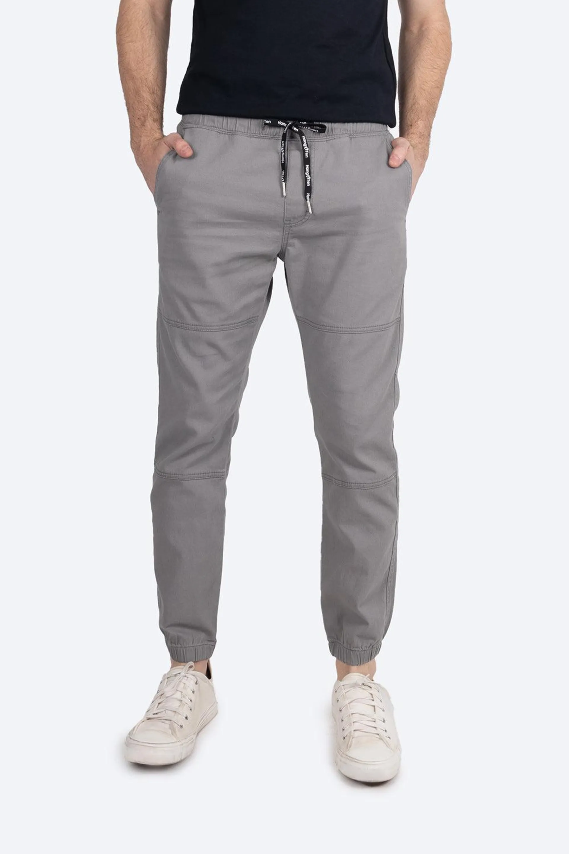 Jogger gris con resorte y jareta