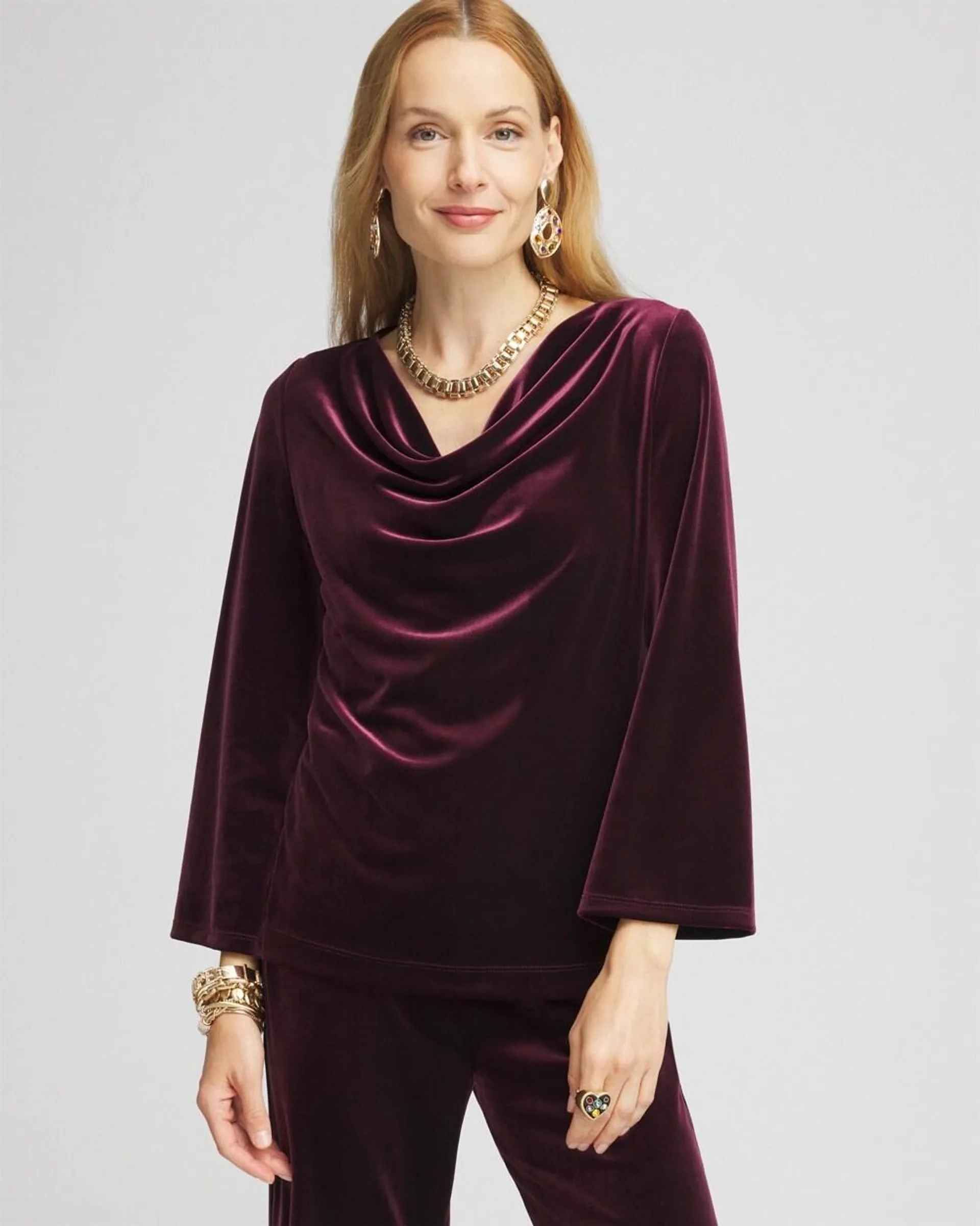 Travelers™ Velvet Cowlneck Top