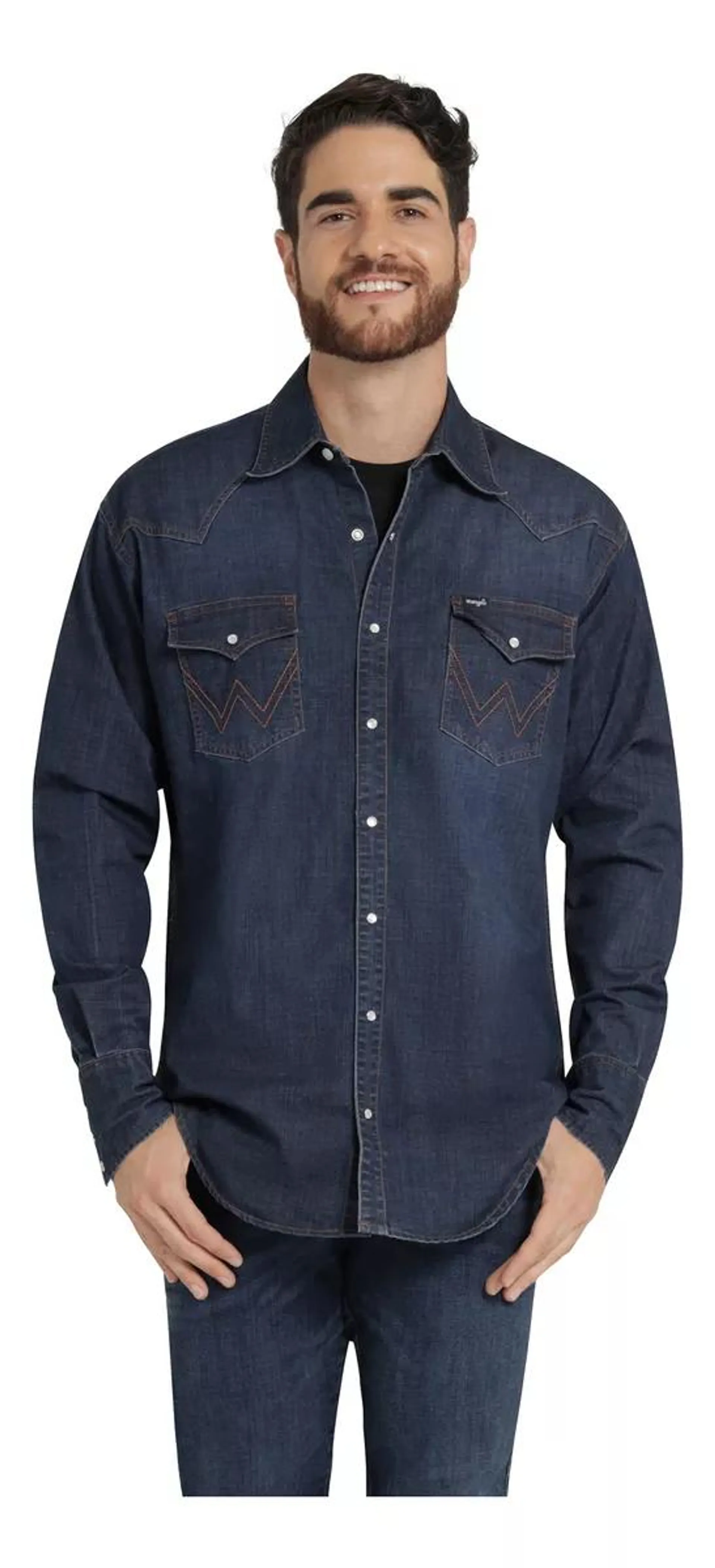 Camisa Vaquera Hombre Wrangler Regular Fit Manga Larga 376