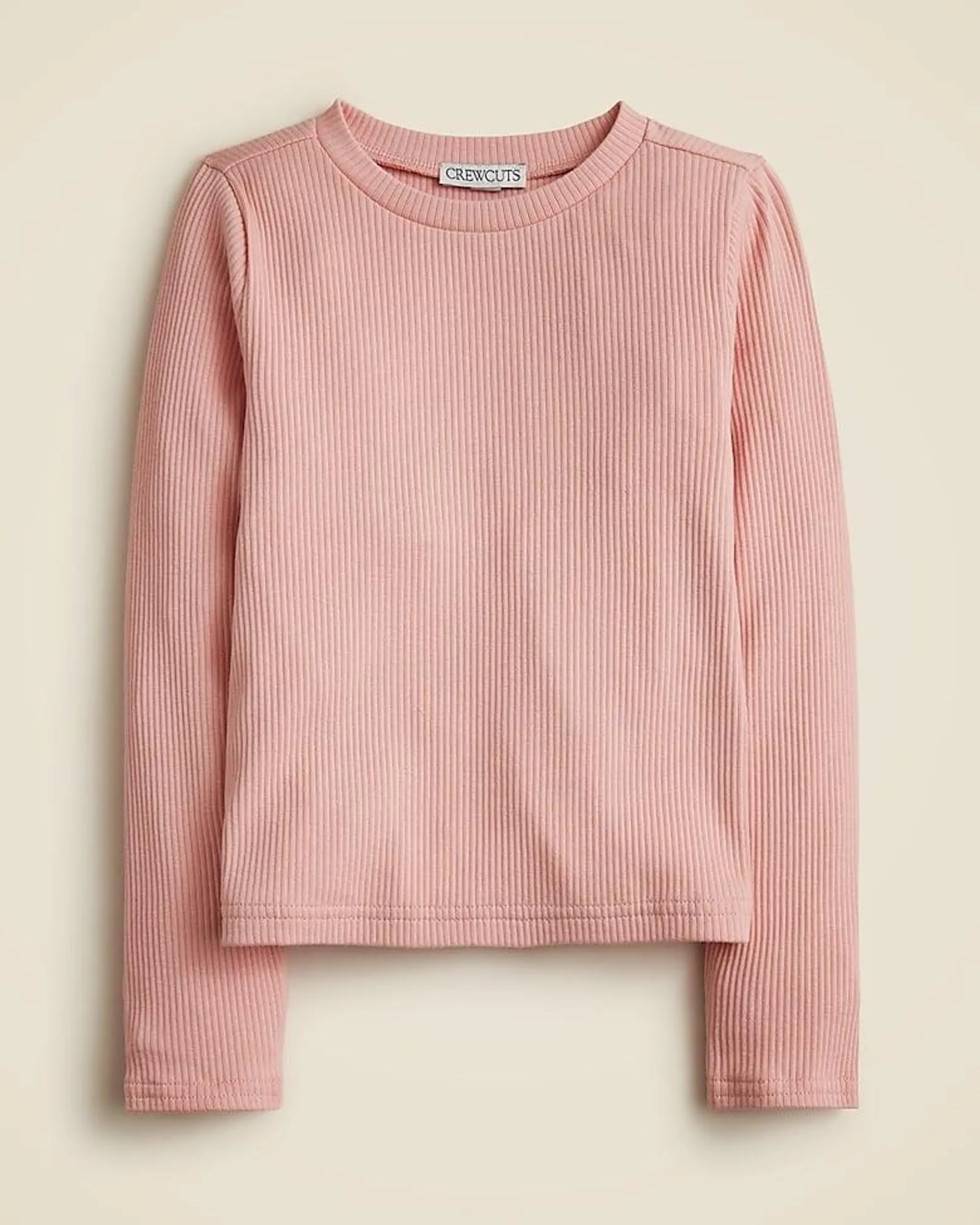 Girls' long-sleeve everyday T-shirt in vintage rib