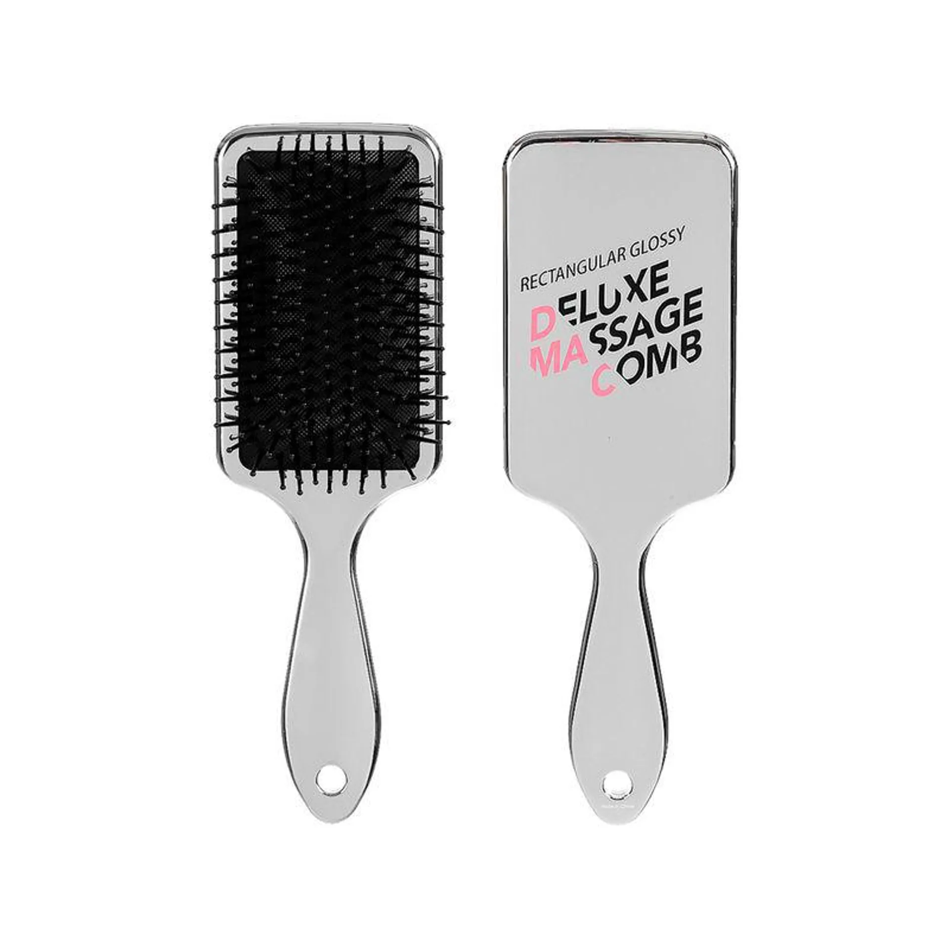 Cepillo Para Cabello Rectangular Tipo Paleta, Plateado 22 cm