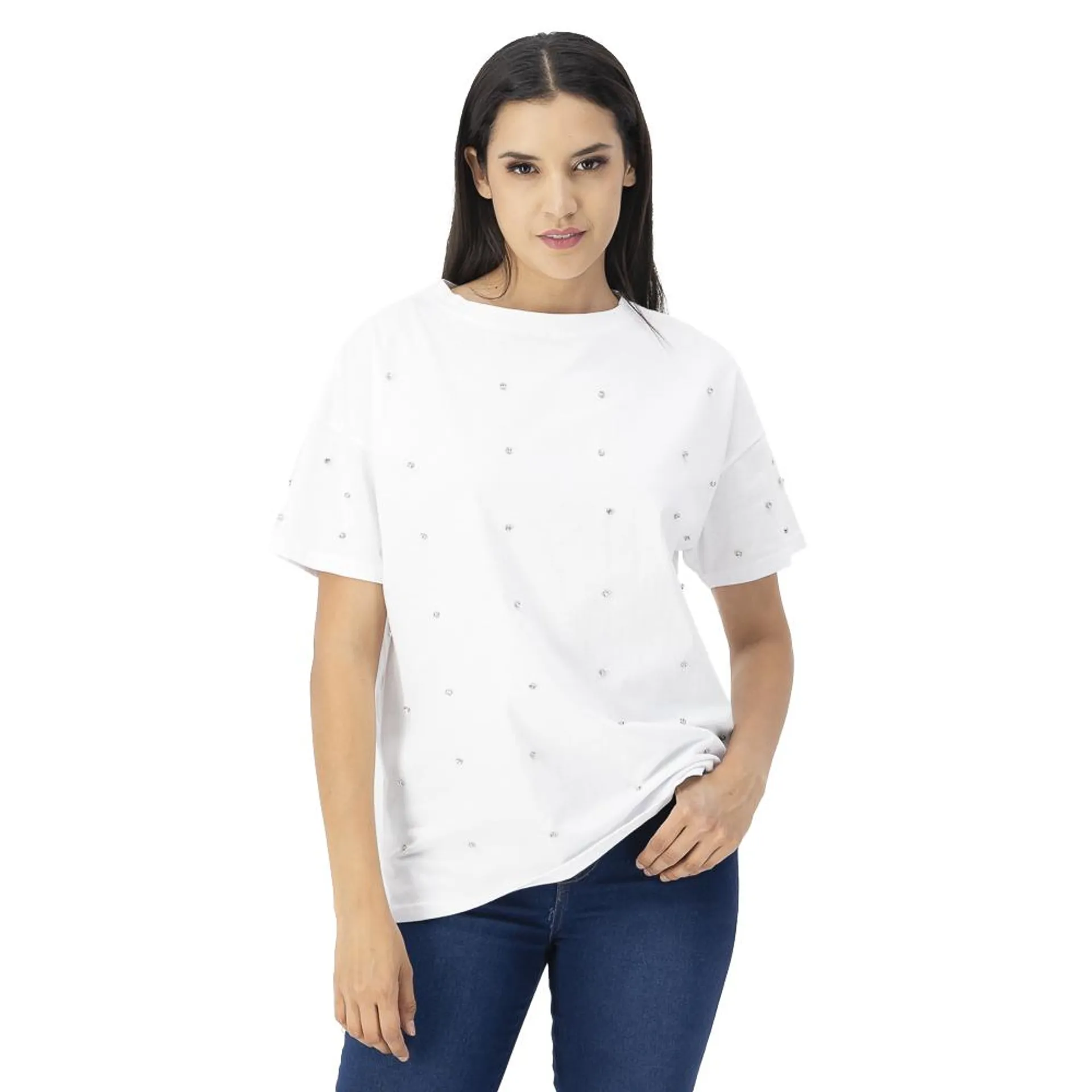 Playera Oversize Mujer Con Aplicación