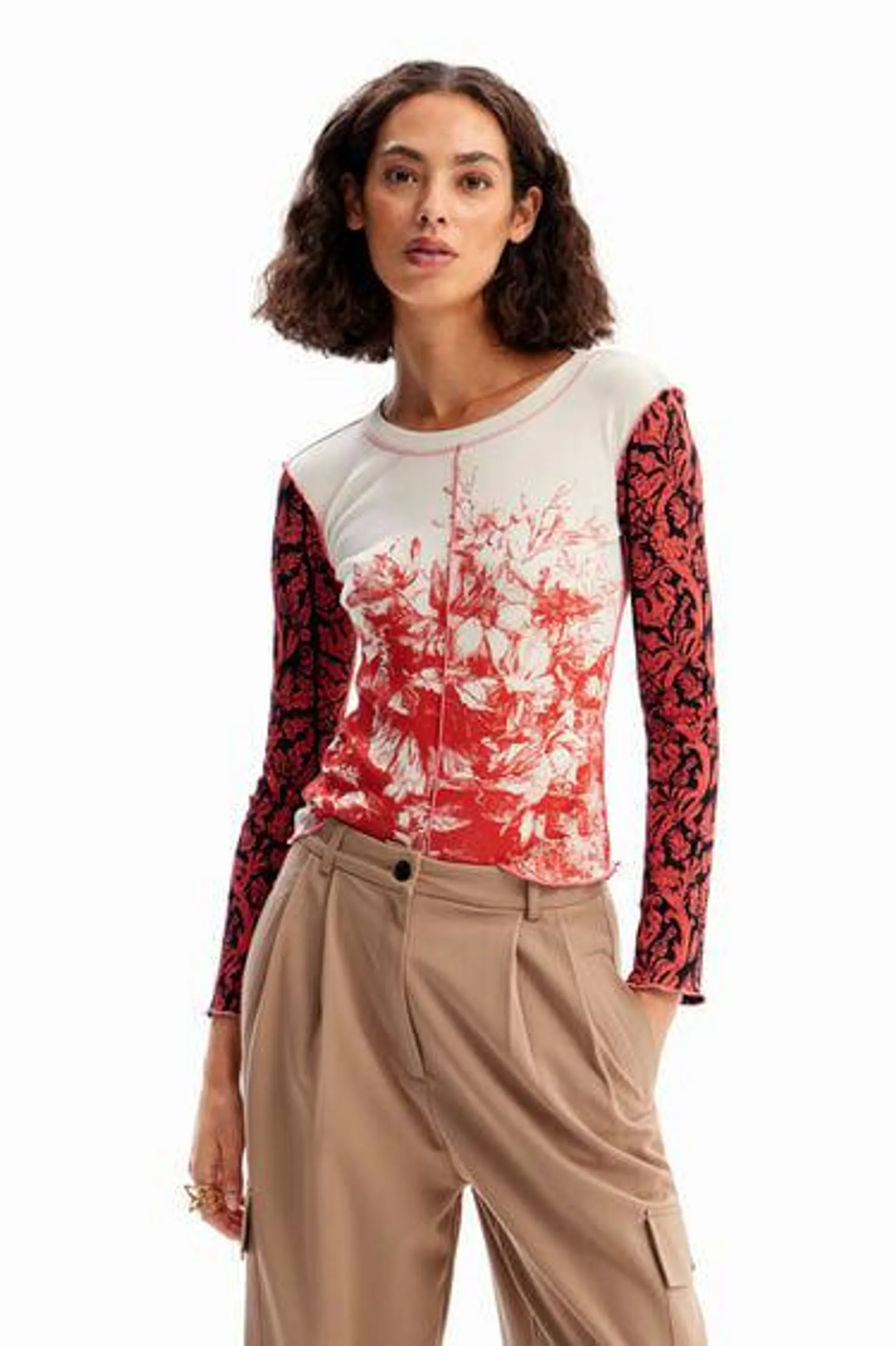 Camiseta slim manga larga canalé