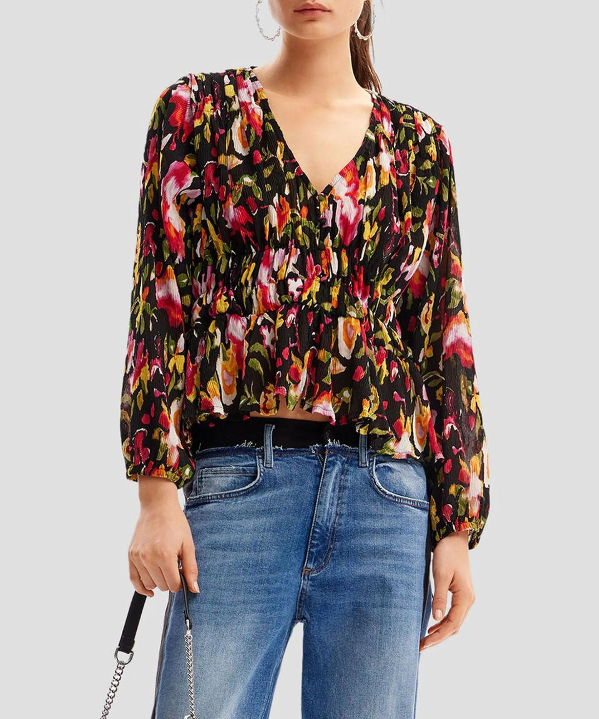 Blusa multicolor de manga larga Mujer