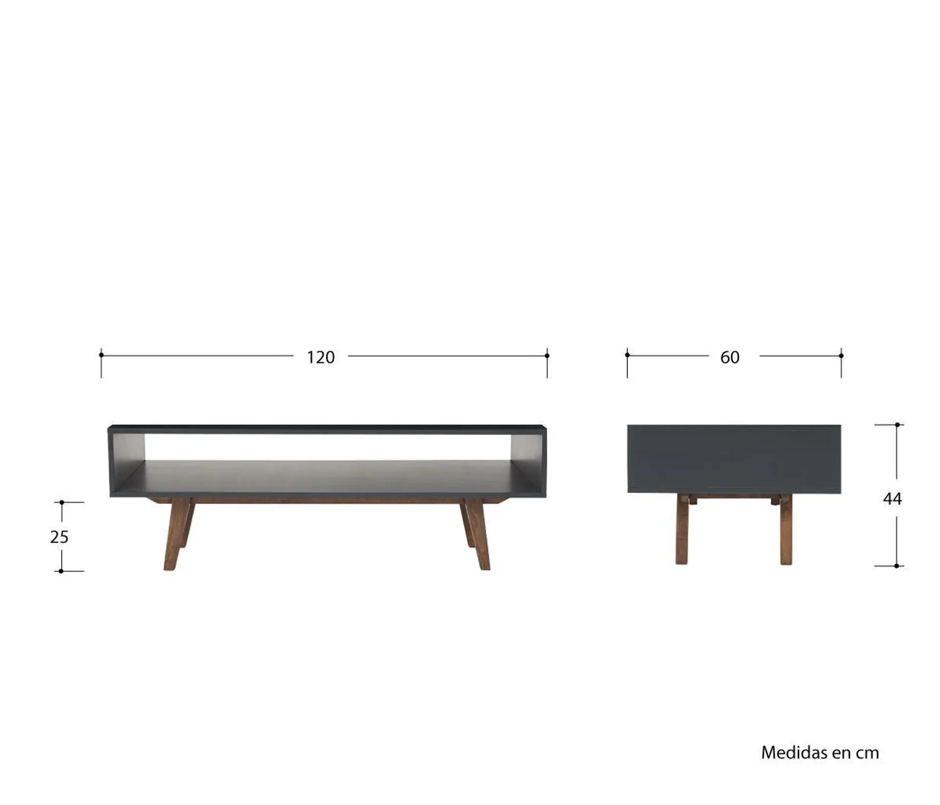 Mesa de centro Cuauhtémoc nogal - Gris oscuro