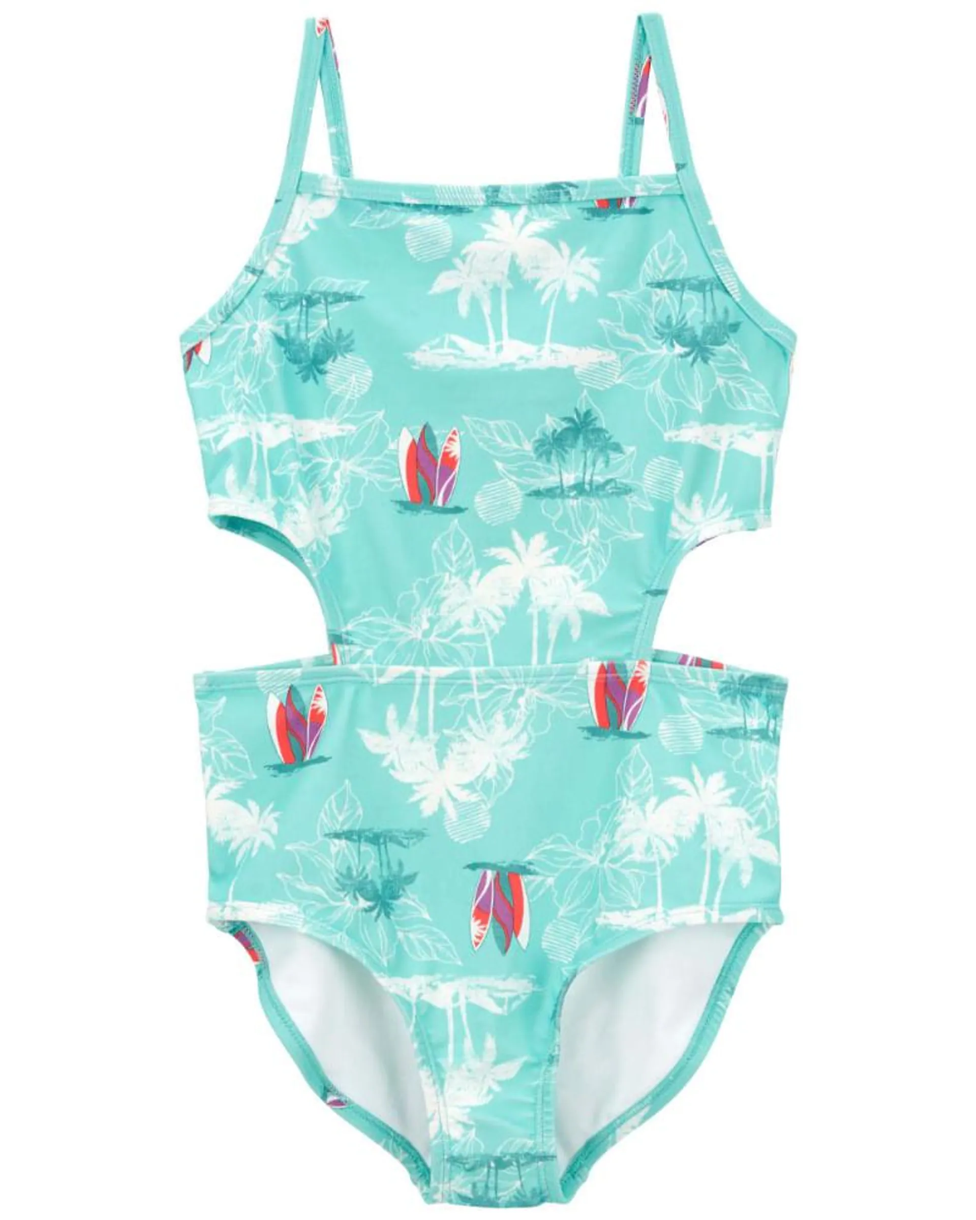 Traje De Baño De 1 Pieza Recortado Con Estampado Playero
