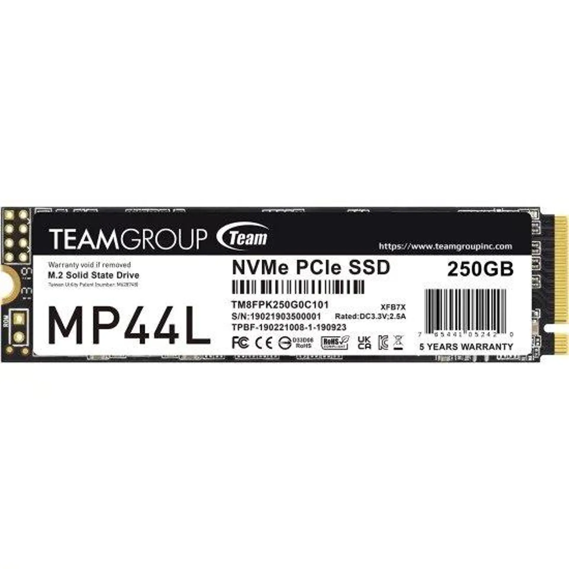 U. Estado Solido SSD M.2 250GB TeamGroup TM8FPK250G0C101 MP44L NVMe / PCI Express 4.0