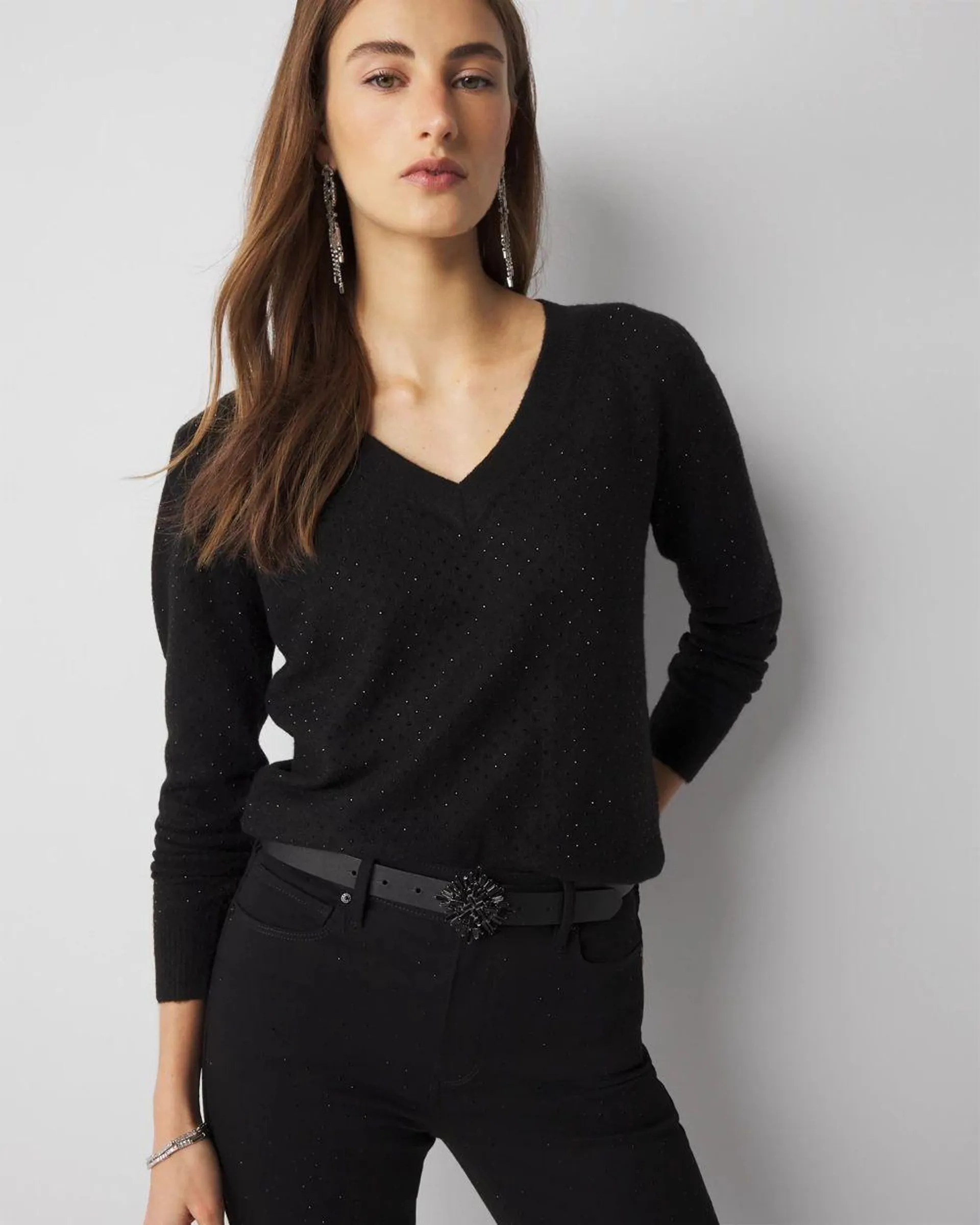 Embellished V-Neck Sweater