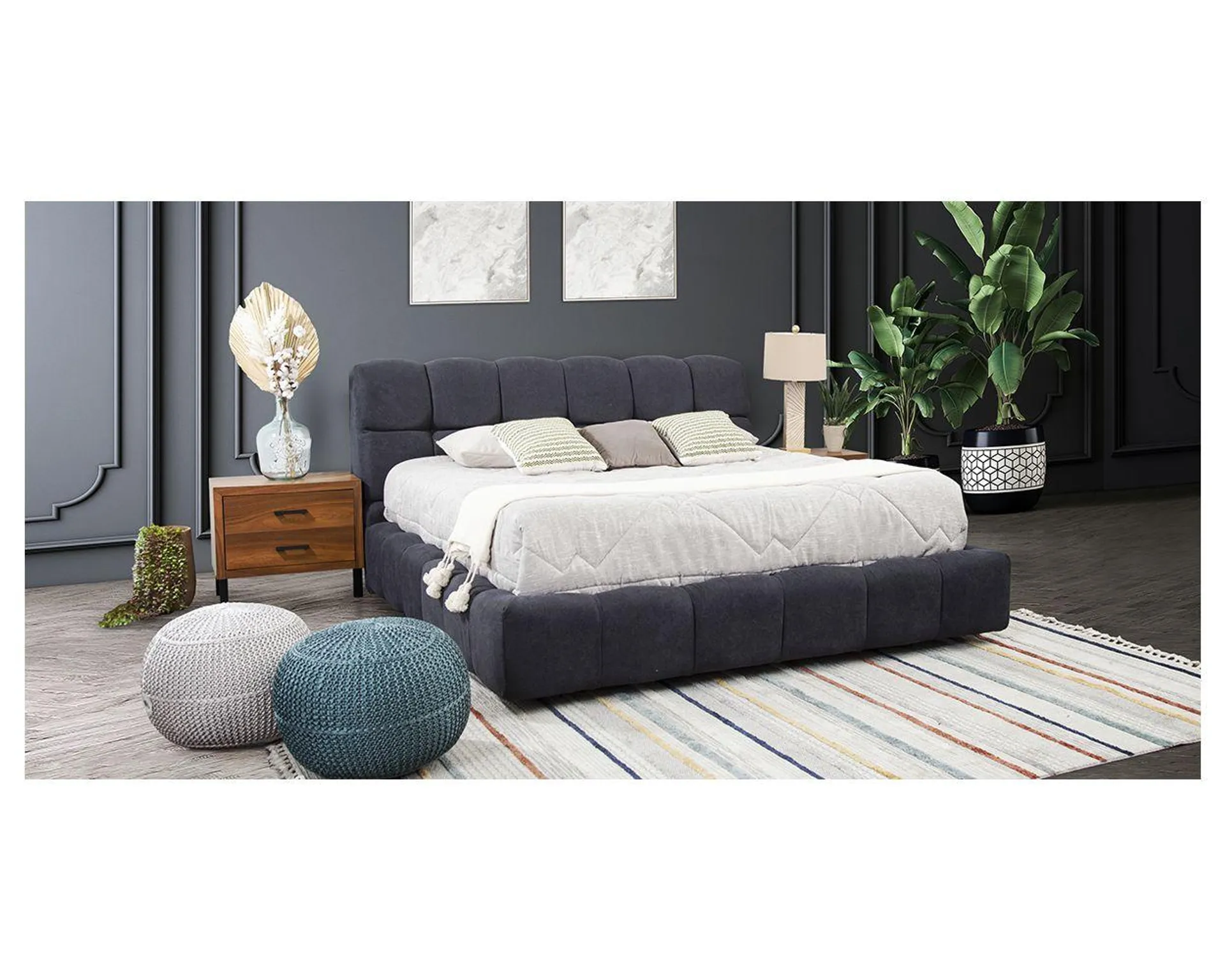 Cama King Size Dakota Gris Charcoal