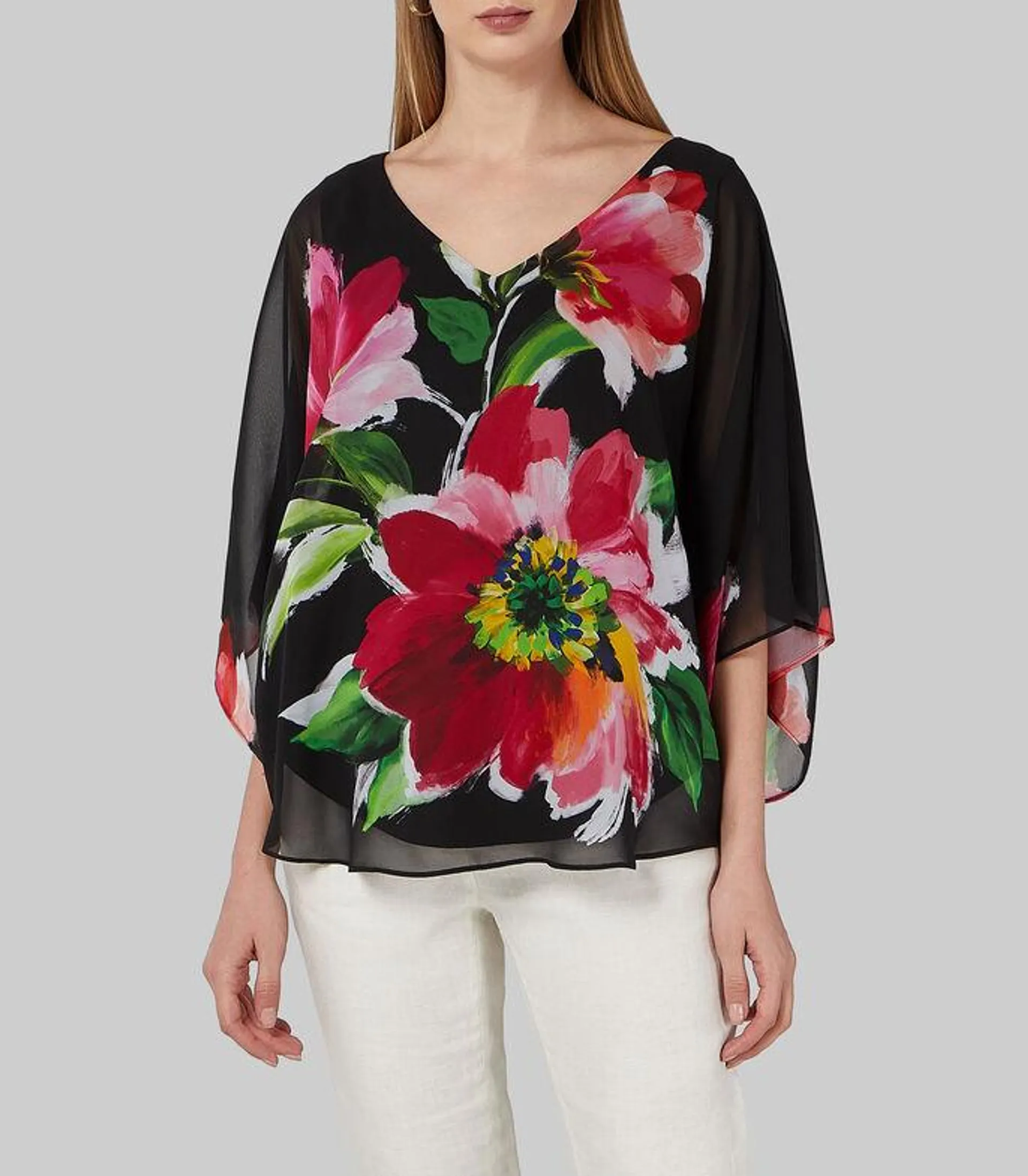 Blusa Estampado Floral Manga 3,4 Mujer