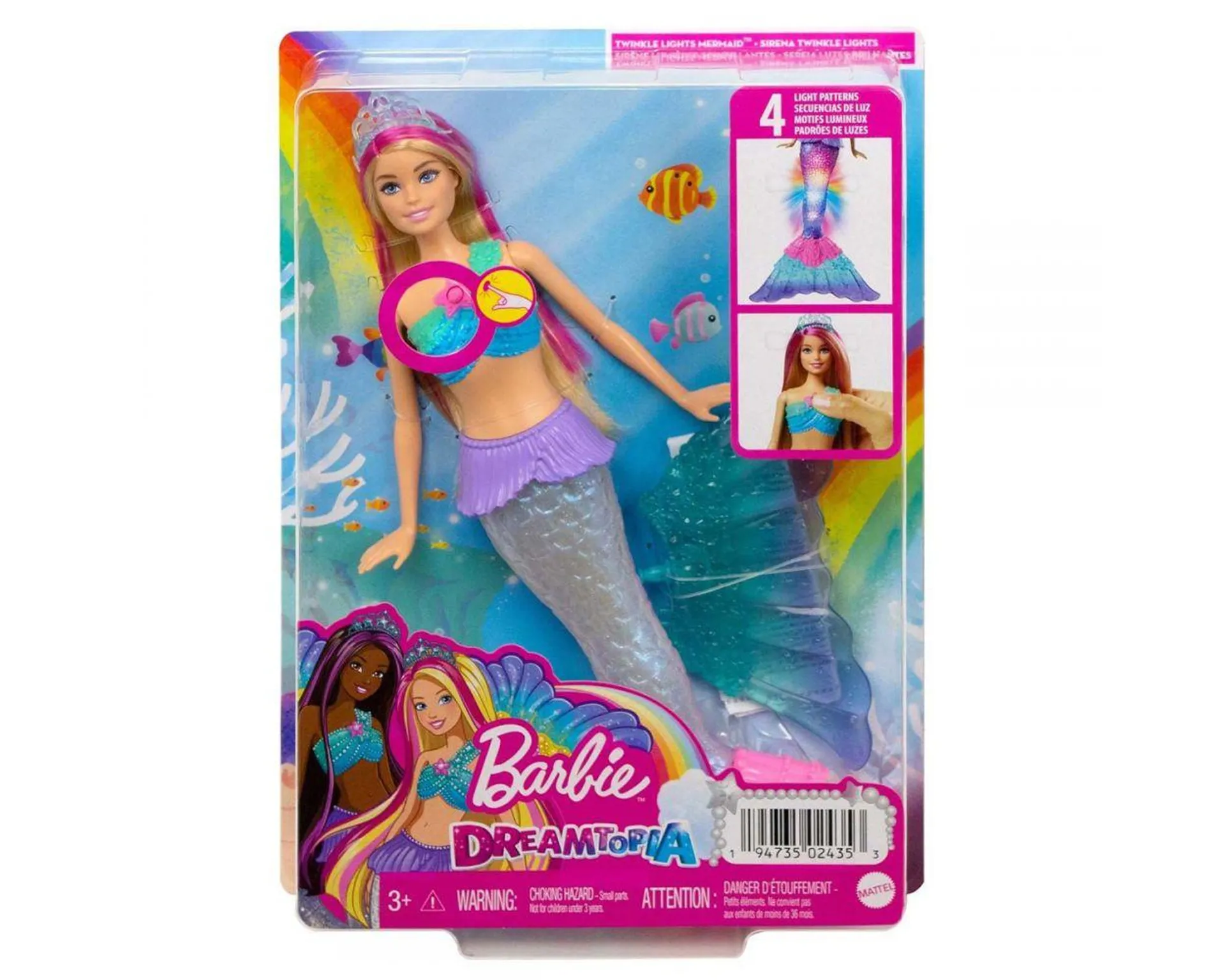 Barbie Fantasía Sirena Luces Brillos HDJ36