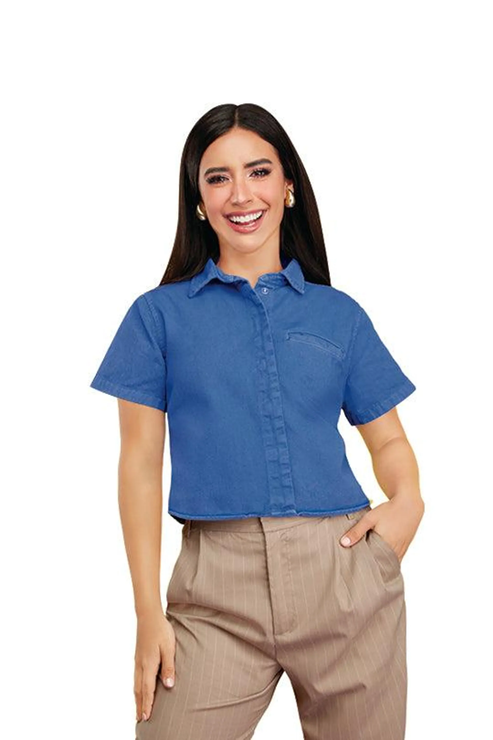 CAMISA AZUL DE GABARDINA 40405