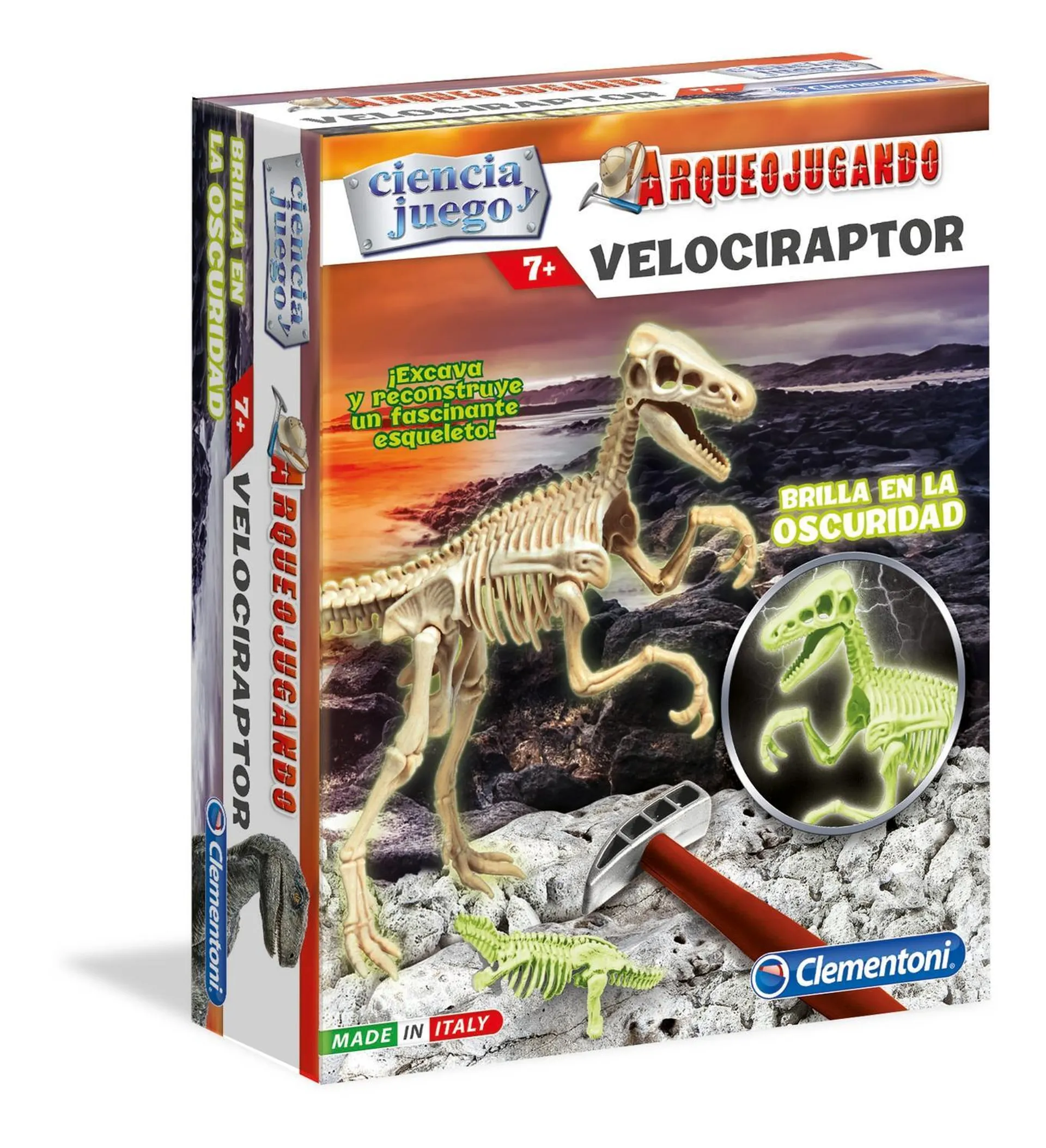 Archeojugando Velociraptor Fluorescente Ciencia Y Juego Clementoni
