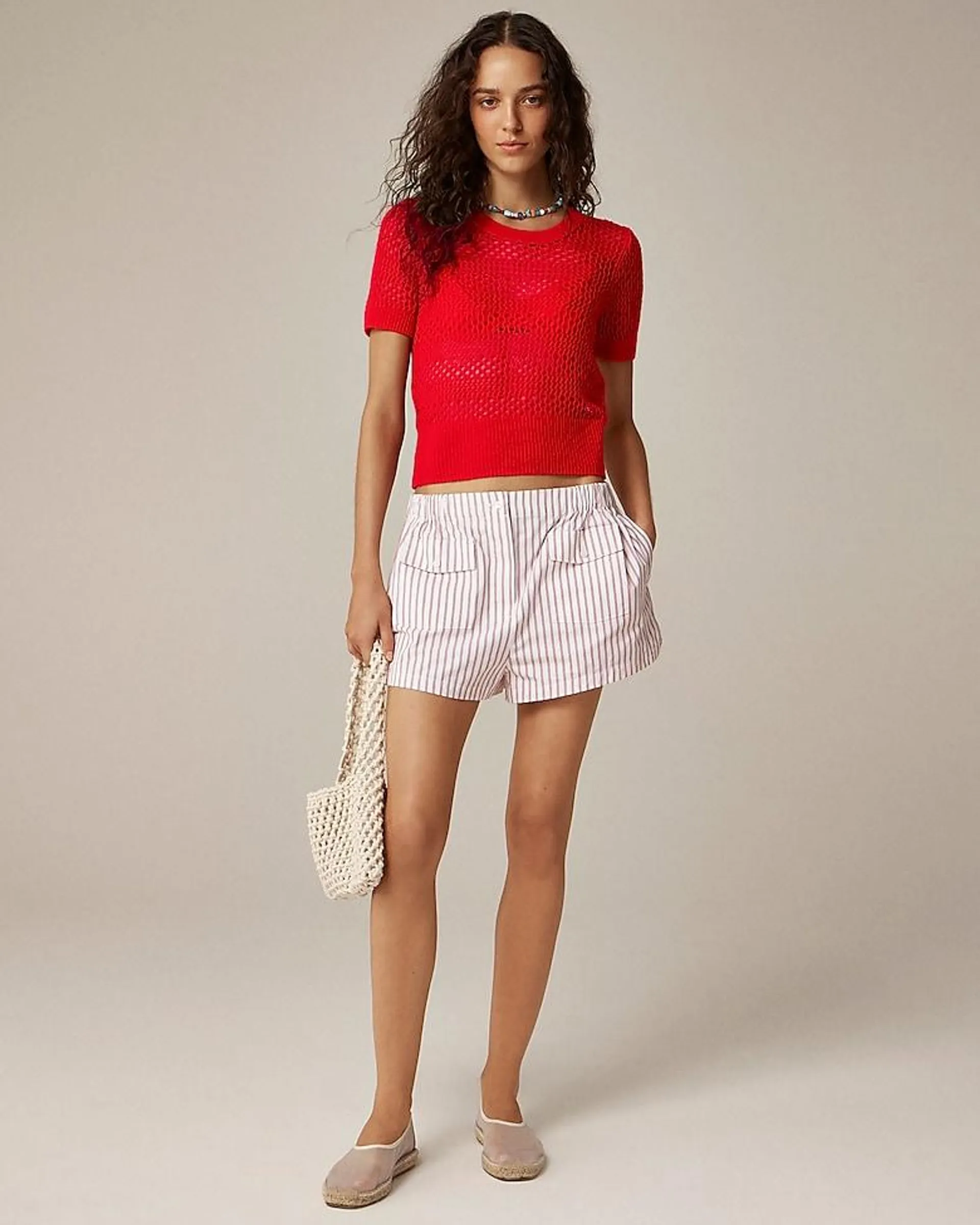Cashmere pointelle short-sleeve T-shirt