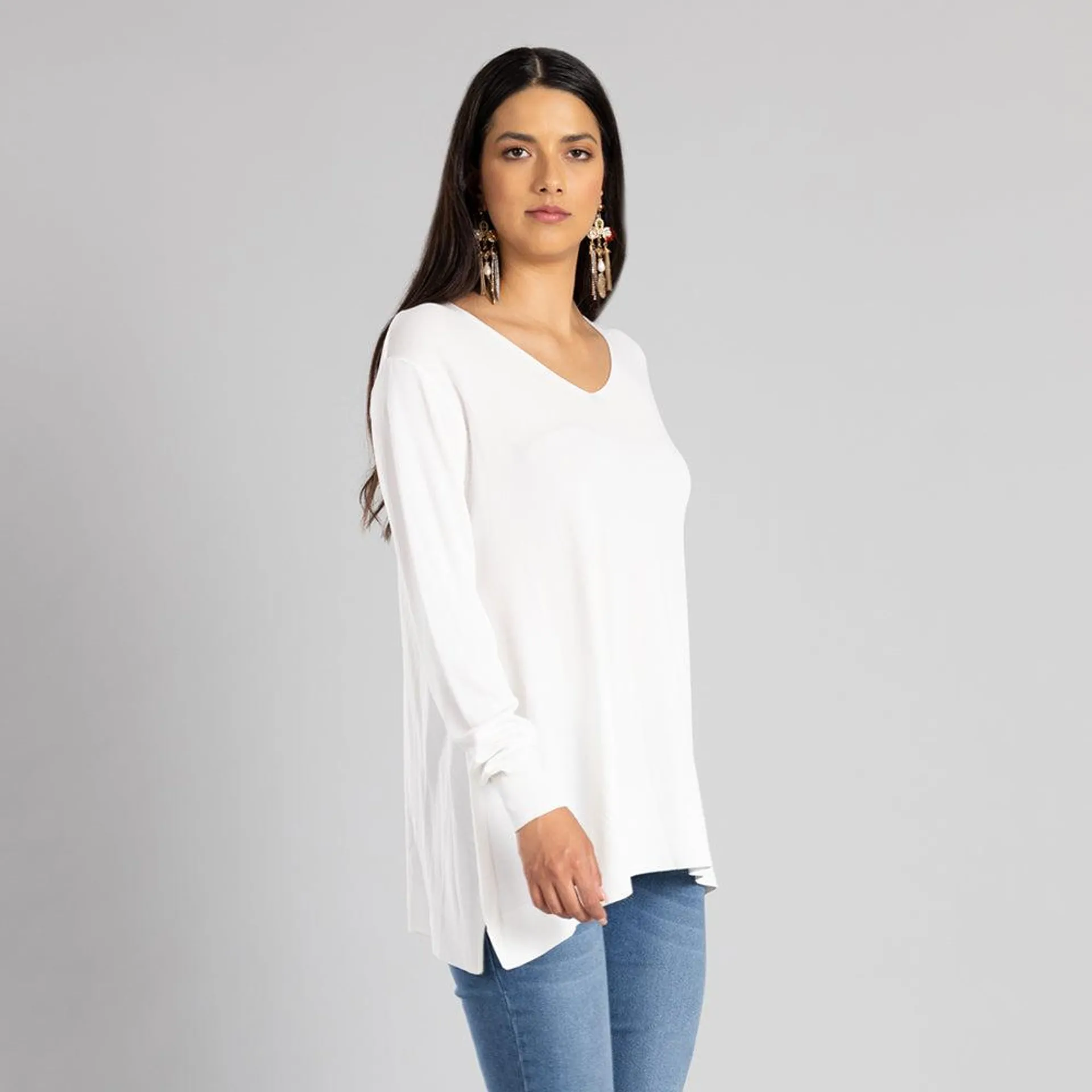 Blusa ligera manga con aberturas laterales