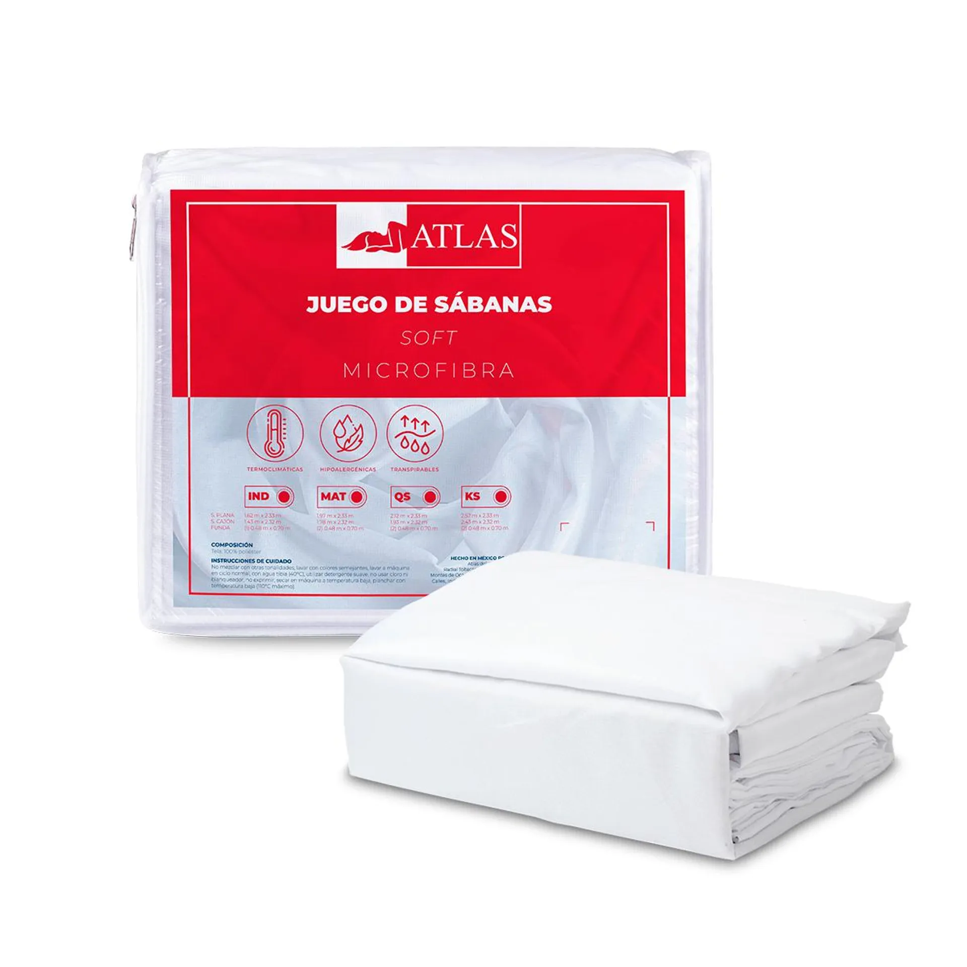 Juego De Sabanas Atlas Soft Individual Blanco