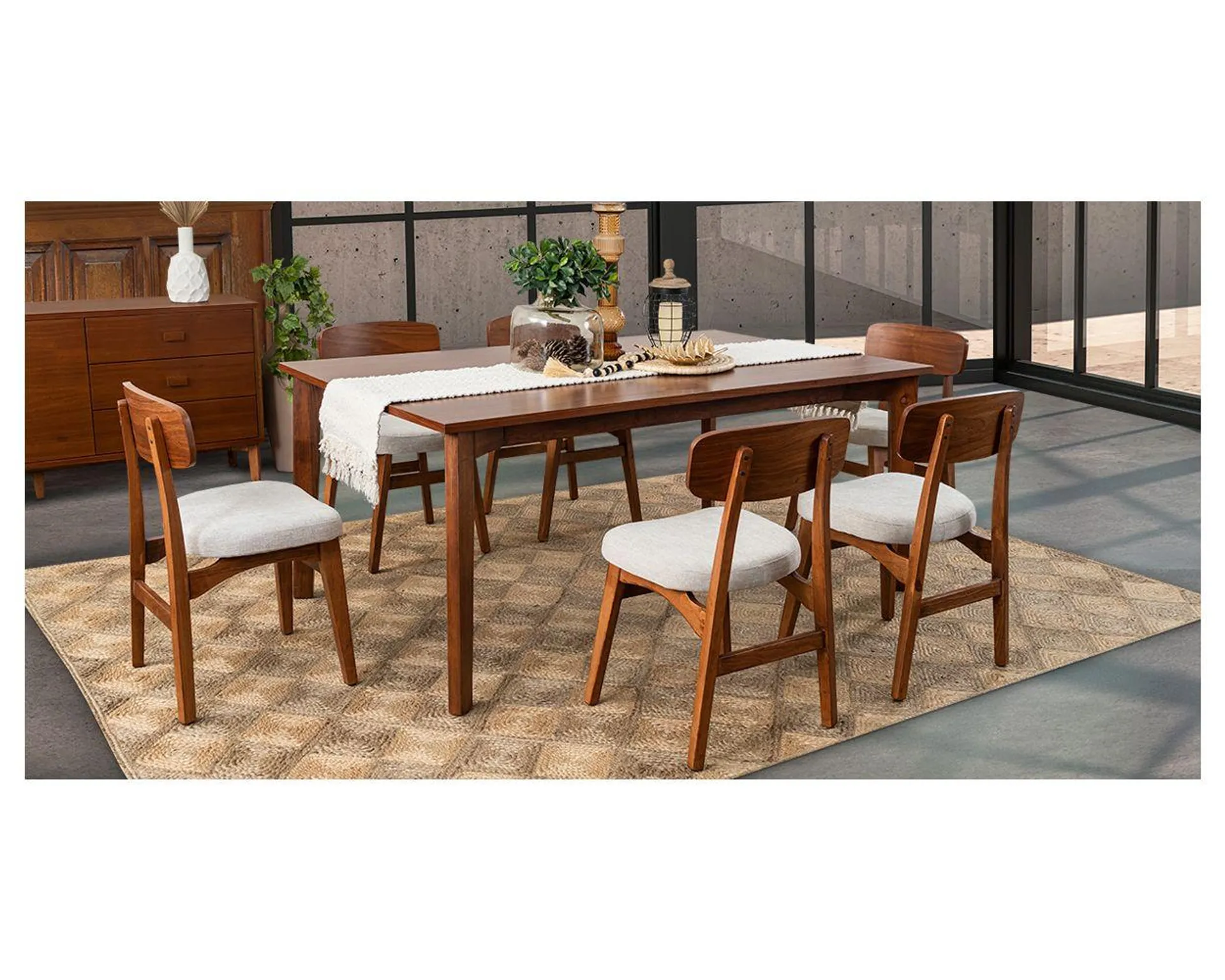 Comedor Chapa Natural De Tzalam Oslo Beige 7 Piezas