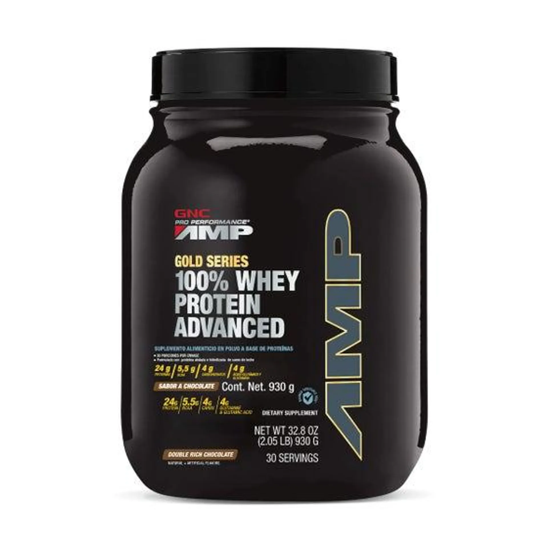 Gold 100% Whey Advanced Proteína de suero de leche Pro Performance AMP Chocolate 930 Gramos