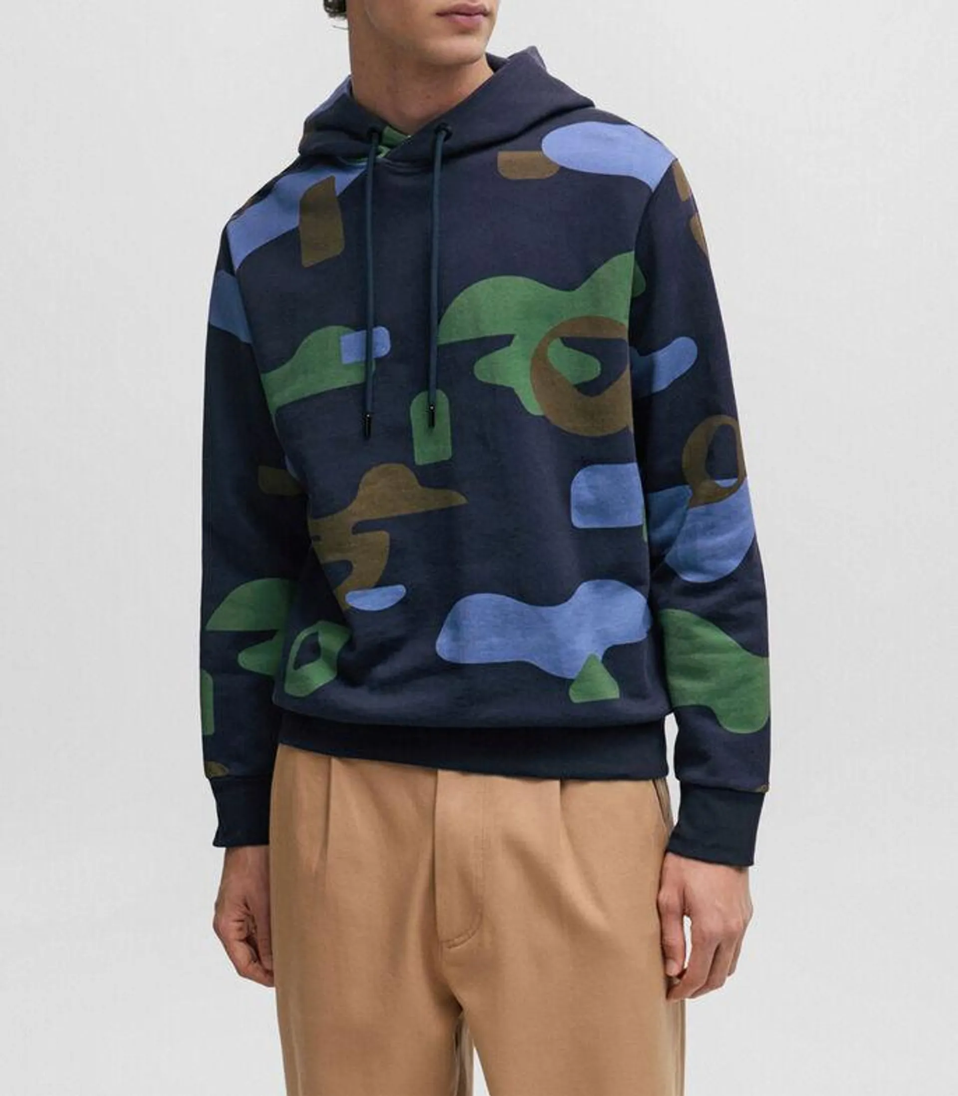 Sudadera con capucha y estampado de temporada Hombre