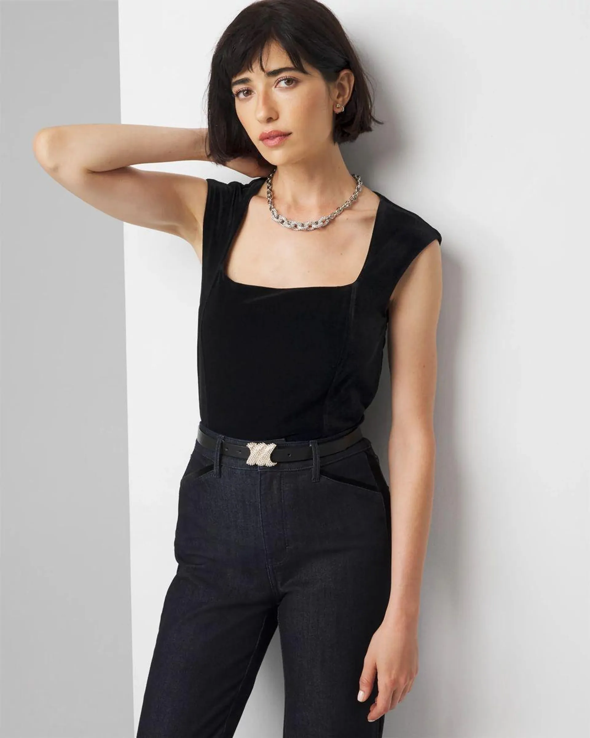 Velvet Cap Sleeve Top