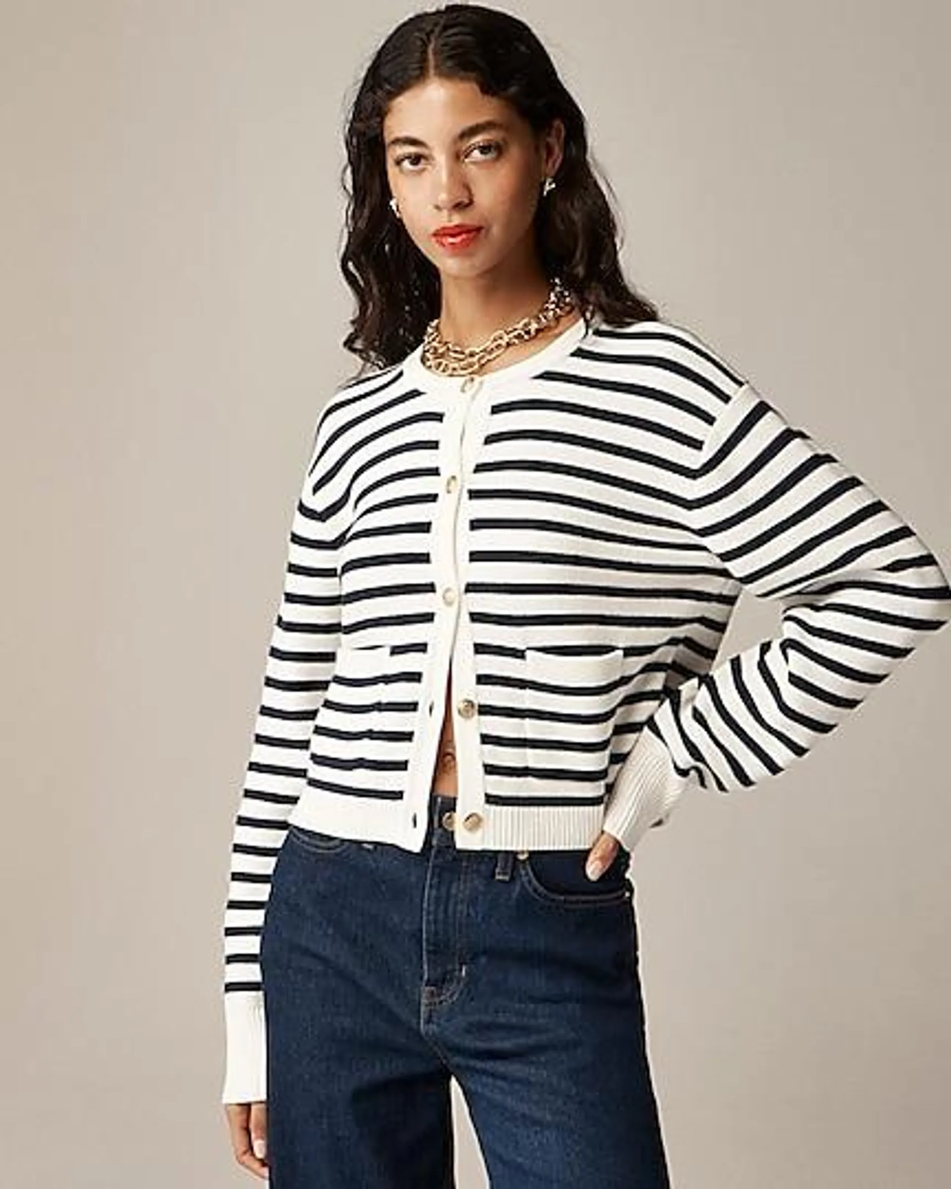 New relaxed Emilie sweater lady jacket in stripe