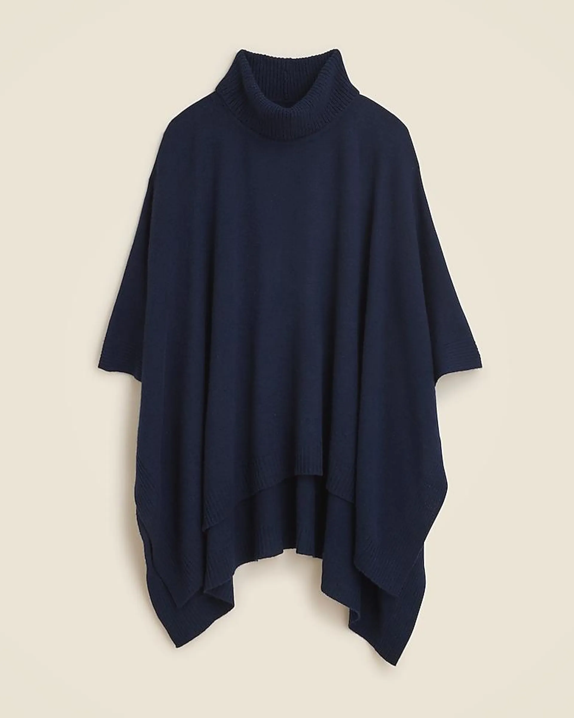 Wool-cashmere blend turtleneck poncho