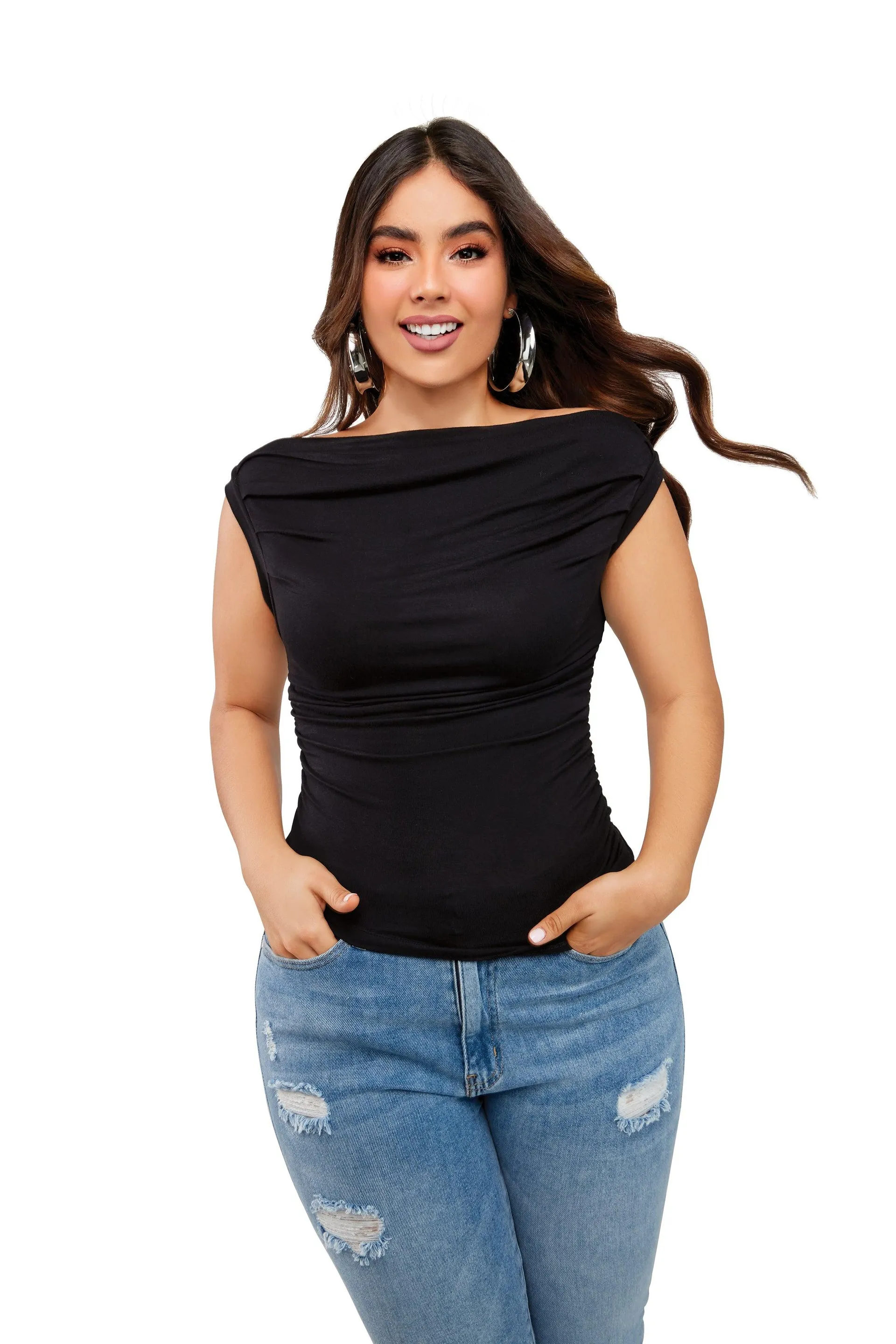 BLUSA NEGRO ASIMETRICA 30114