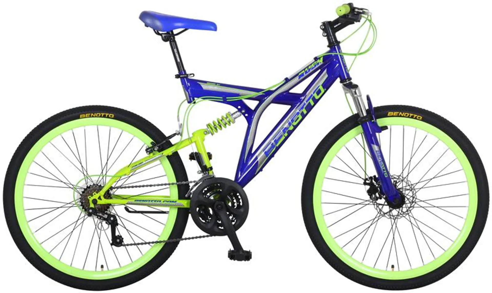 Bicicleta BENOTTO Montaña RUSH R26 21V. Hombre DS Sunrace Frenos Disco Delantero/”V” Trasero Acero Azul Oscuro/Verde Talla:UN