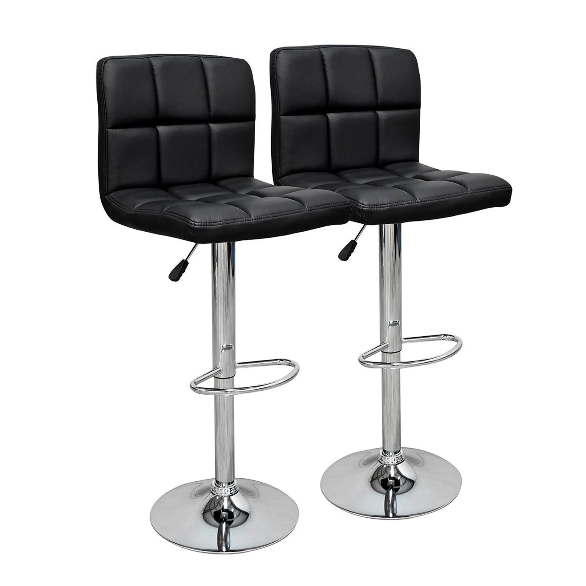 Set de 2 Bancos Square Para Barra - Vinipiel Negro