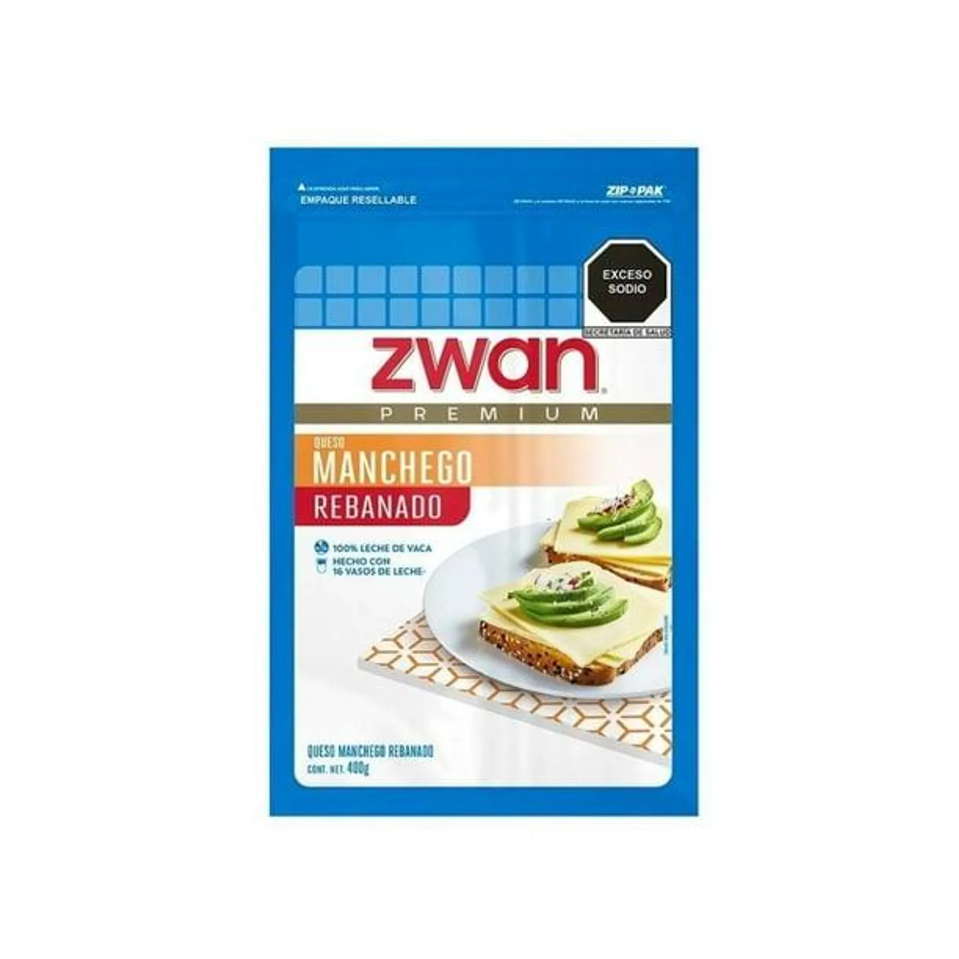 Queso manchego Zwan premium rebanado 400 g