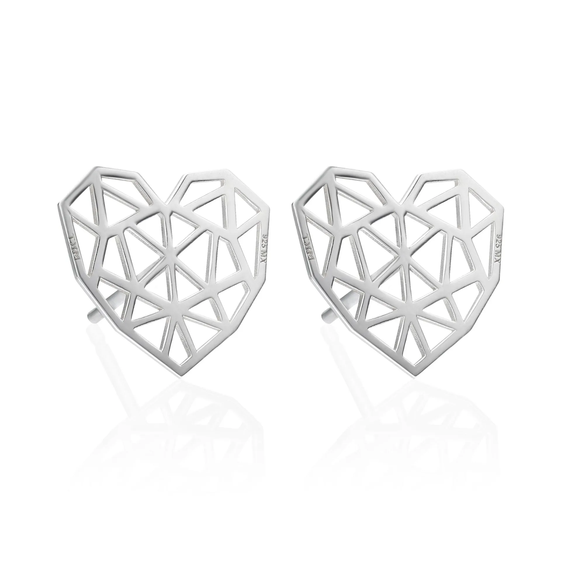 Aretes Mujer Plata 925 Origami Corazón Anamora por Tanya Moss