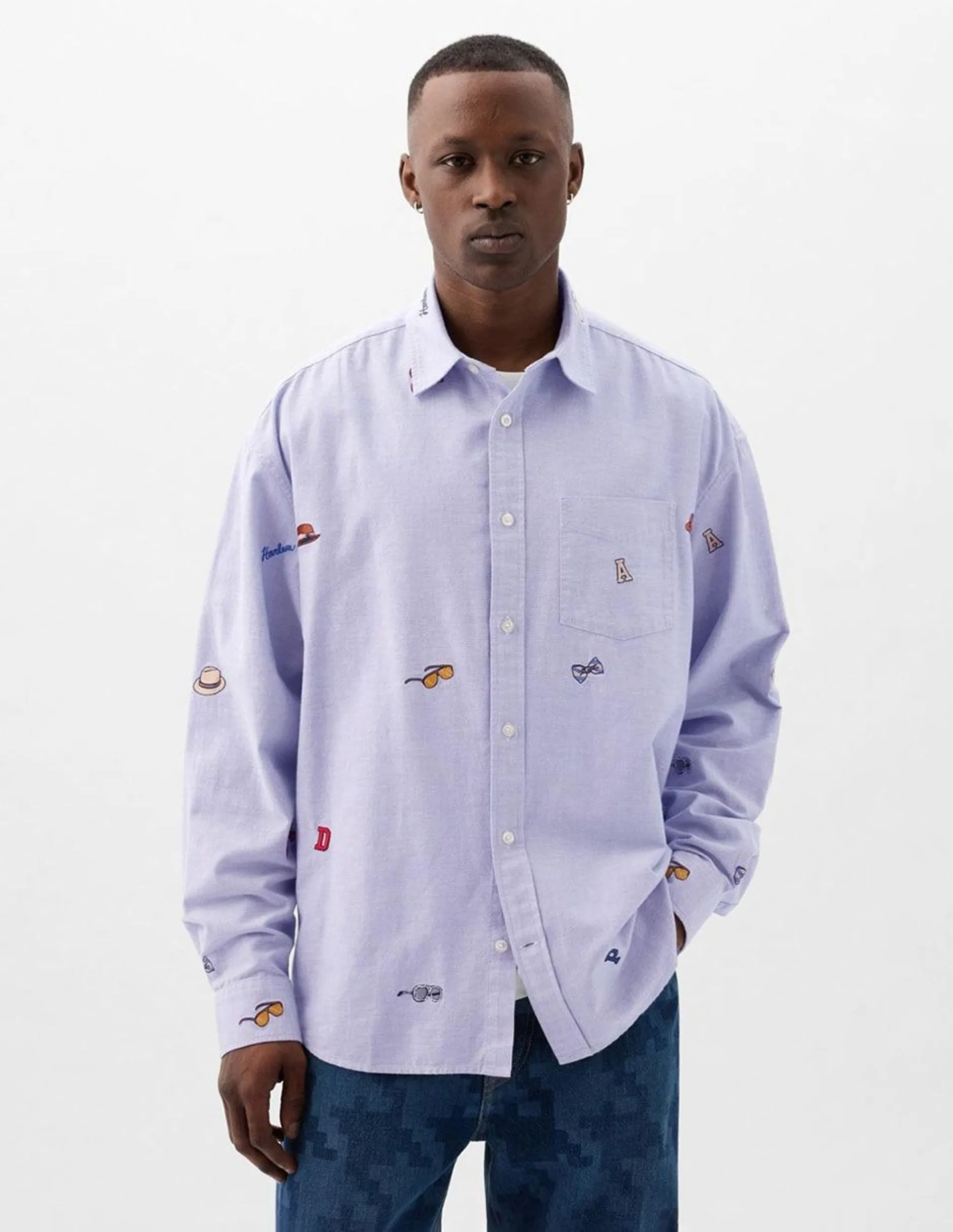 Camisa casual de algodón manga larga unisex Gap x Dap